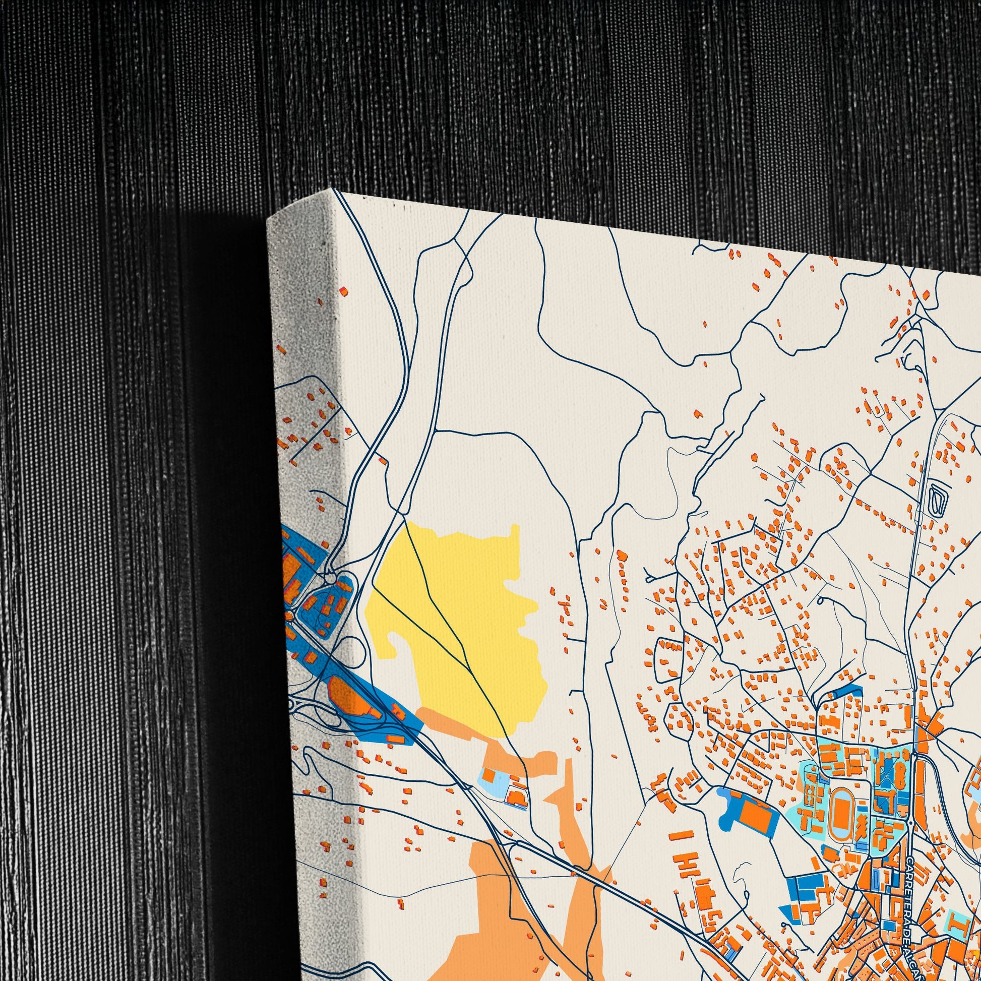 Teruel Spain Colorful City Map Canvas Print Detail