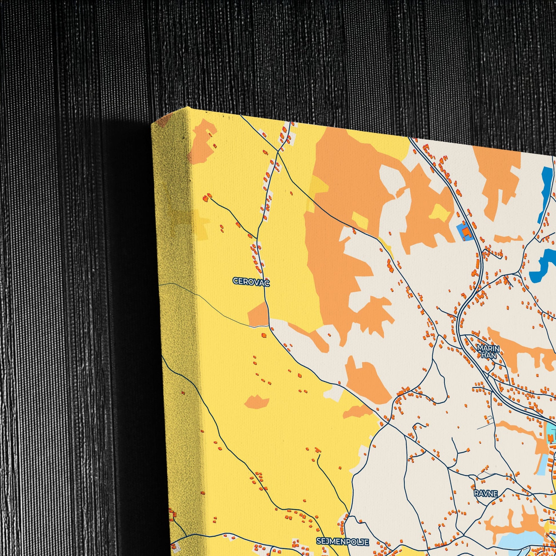 Tešanj Bosnia And Herzegovina Colorful City Map Canvas Print Detail