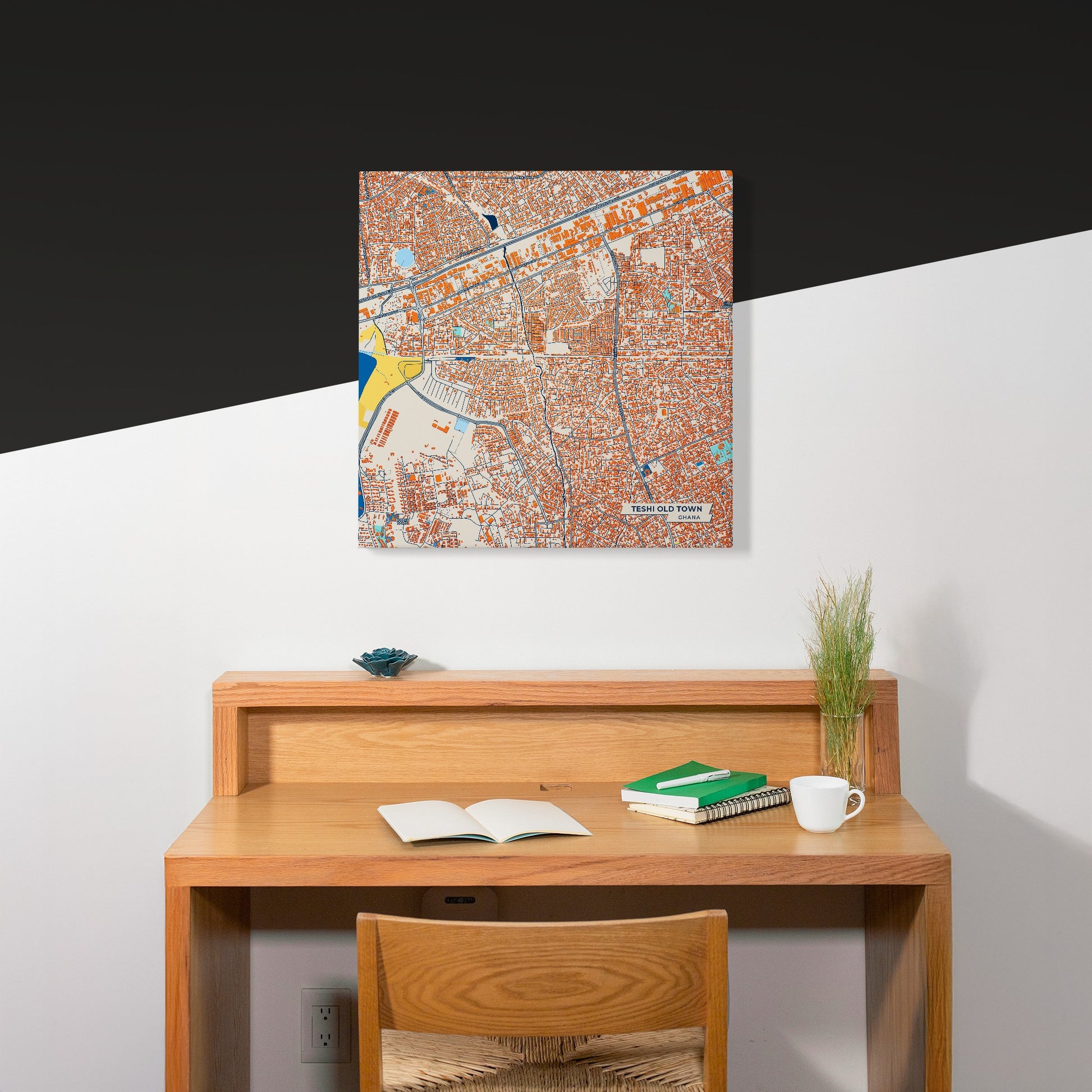 Teshi Old Town Ghana Colorful City Map Canvas Print Scene