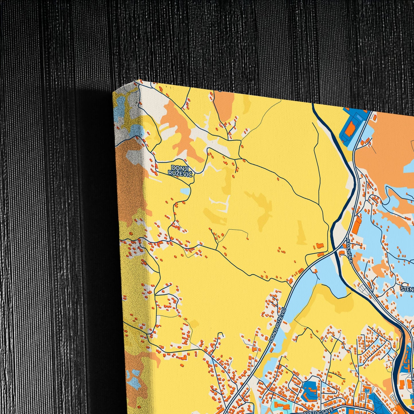 Teslić Bosnia And Herzegovina Colorful City Map Canvas Print Detail