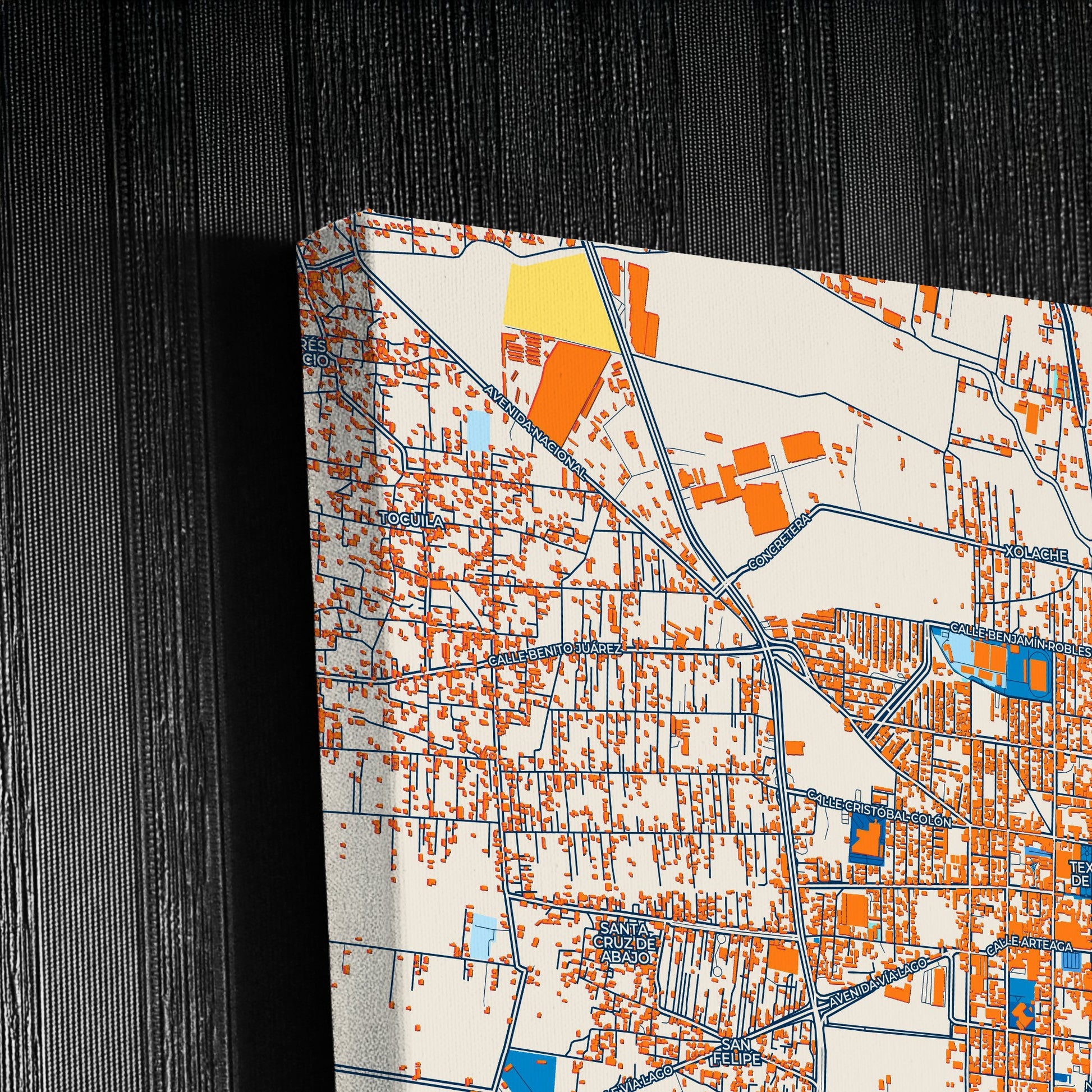 Texcoco Mexico Colorful City Map Canvas Print Detail
