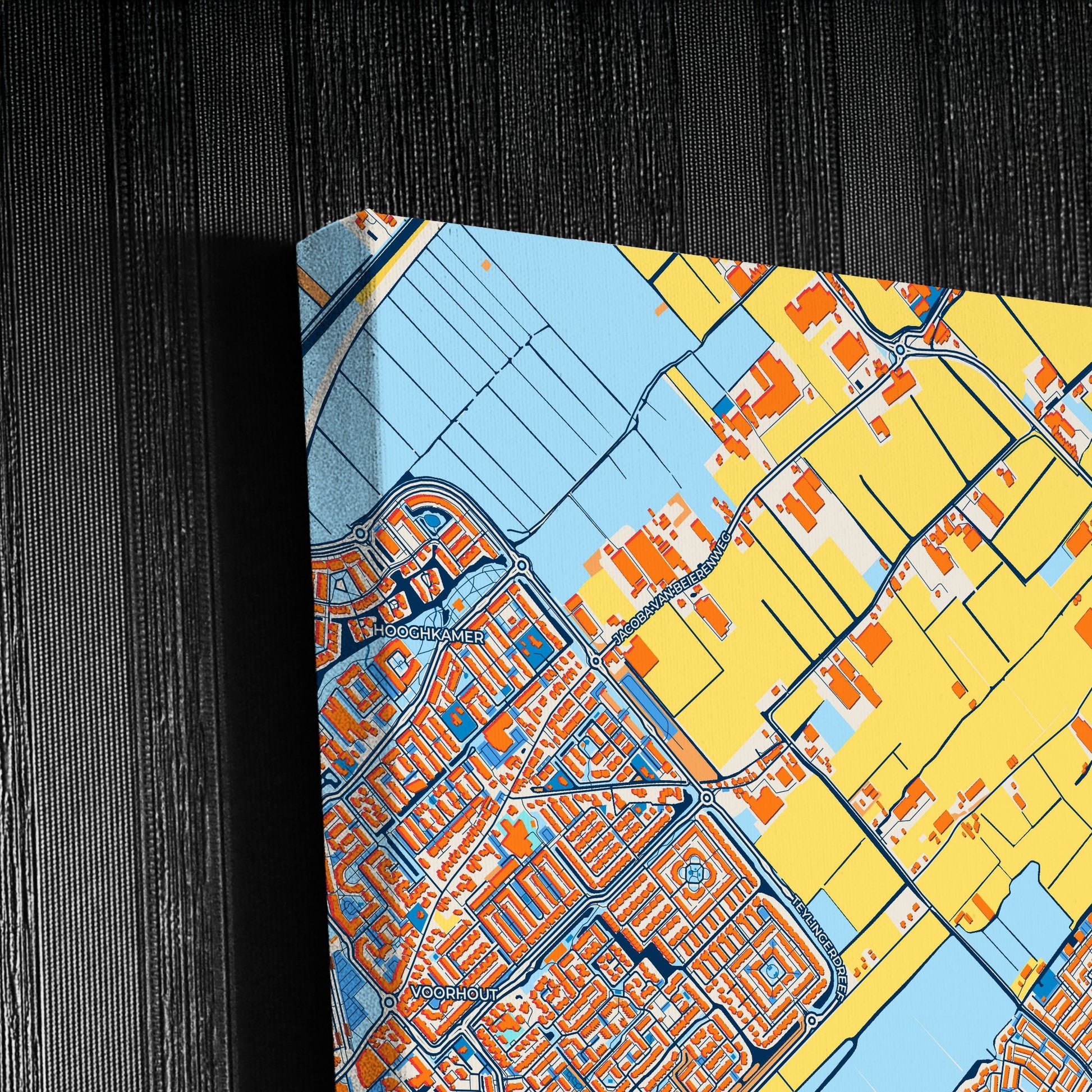 Teylingen Netherlands Colorful City Map Canvas Print Detail