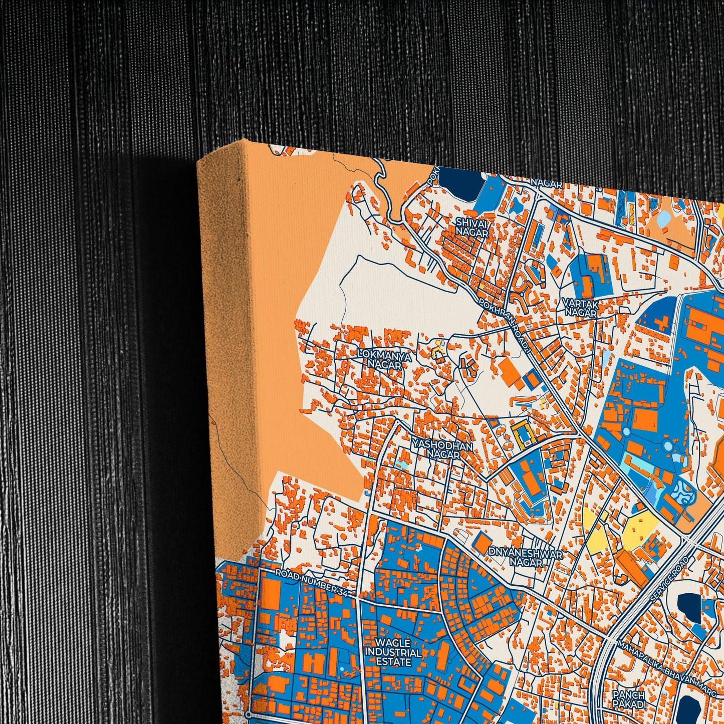 Thane India Colorful City Map Canvas Print Detail
