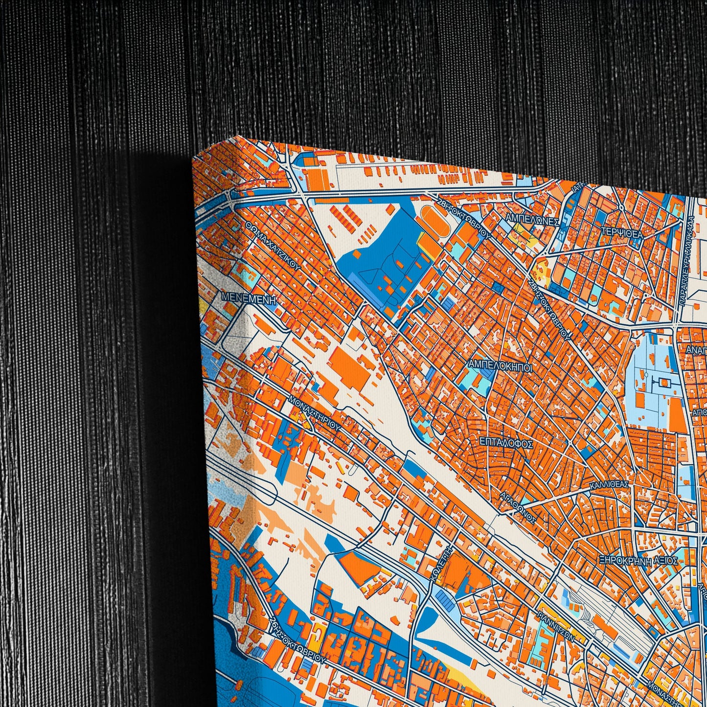 Θεσσαλονικη Greece Colorful City Map Canvas Print Detail