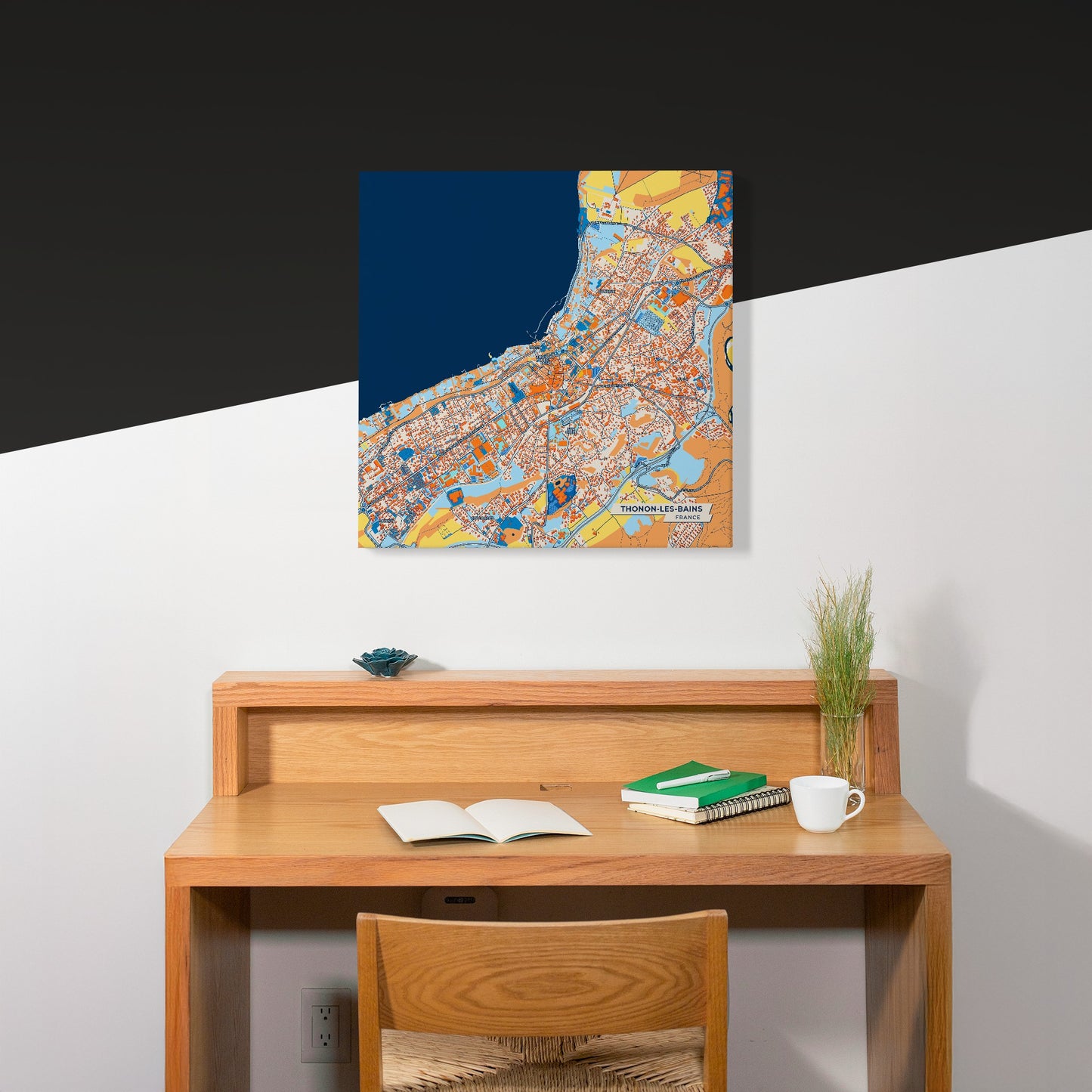 Thonon-Les-Bains France Colorful City Map Canvas Print Scene