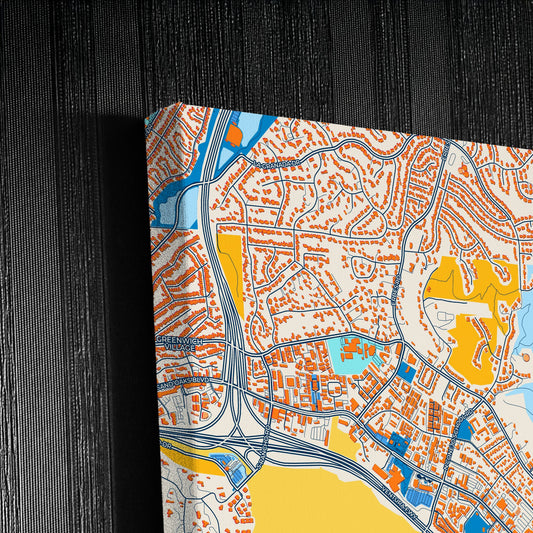 Thousand Oaks California Colorful City Map Canvas Print Detail