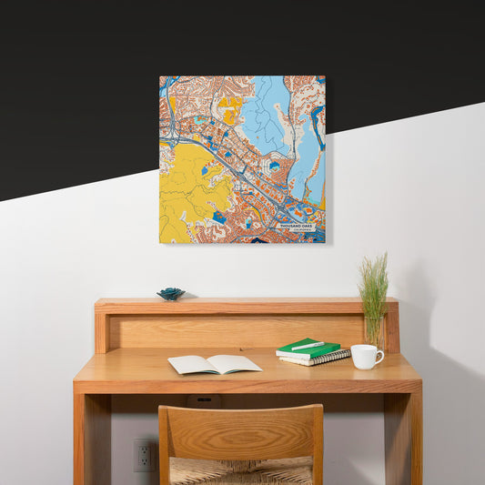 Thousand Oaks California Colorful City Map Canvas Print Scene