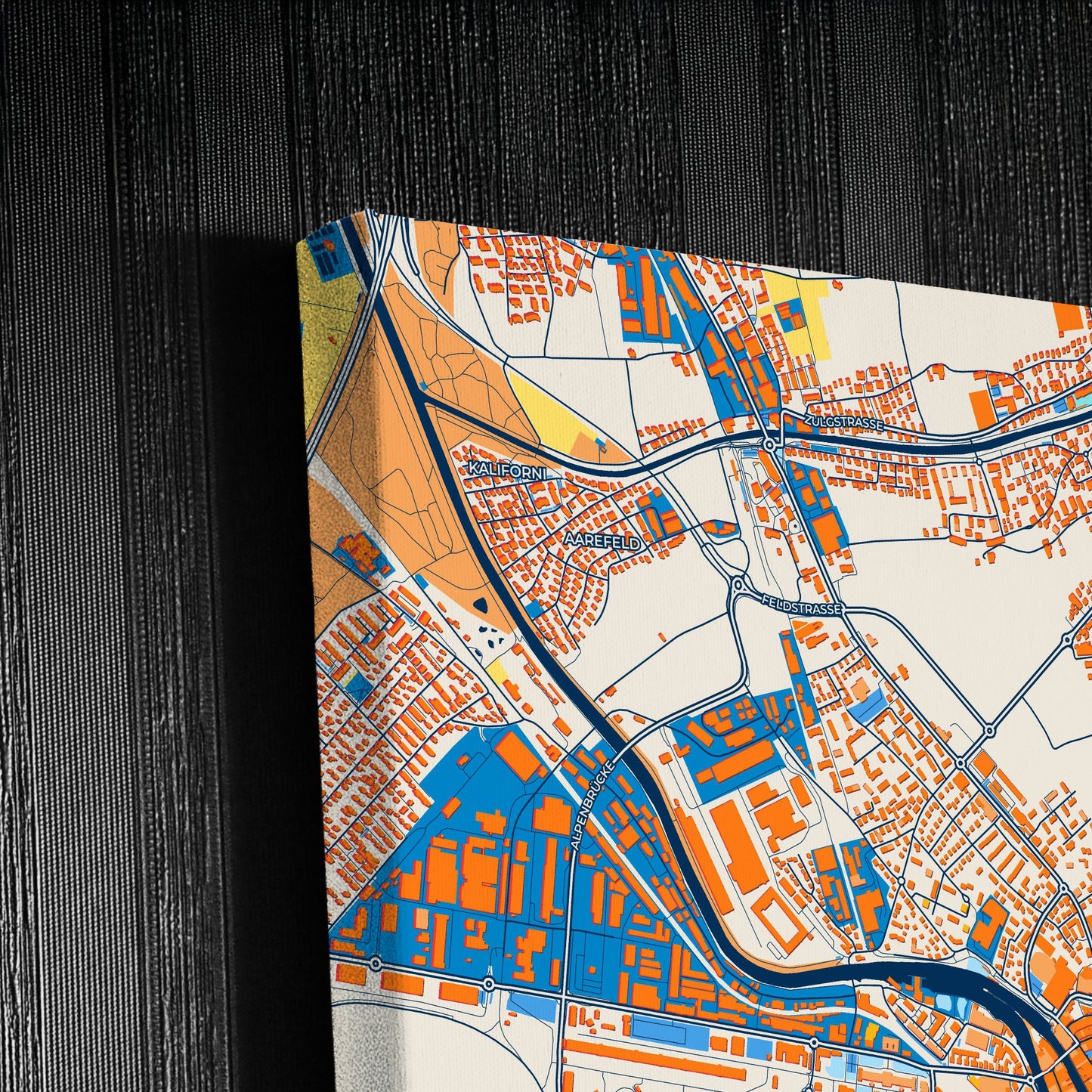 Thun Switzerland Colorful City Map Canvas Print Detail