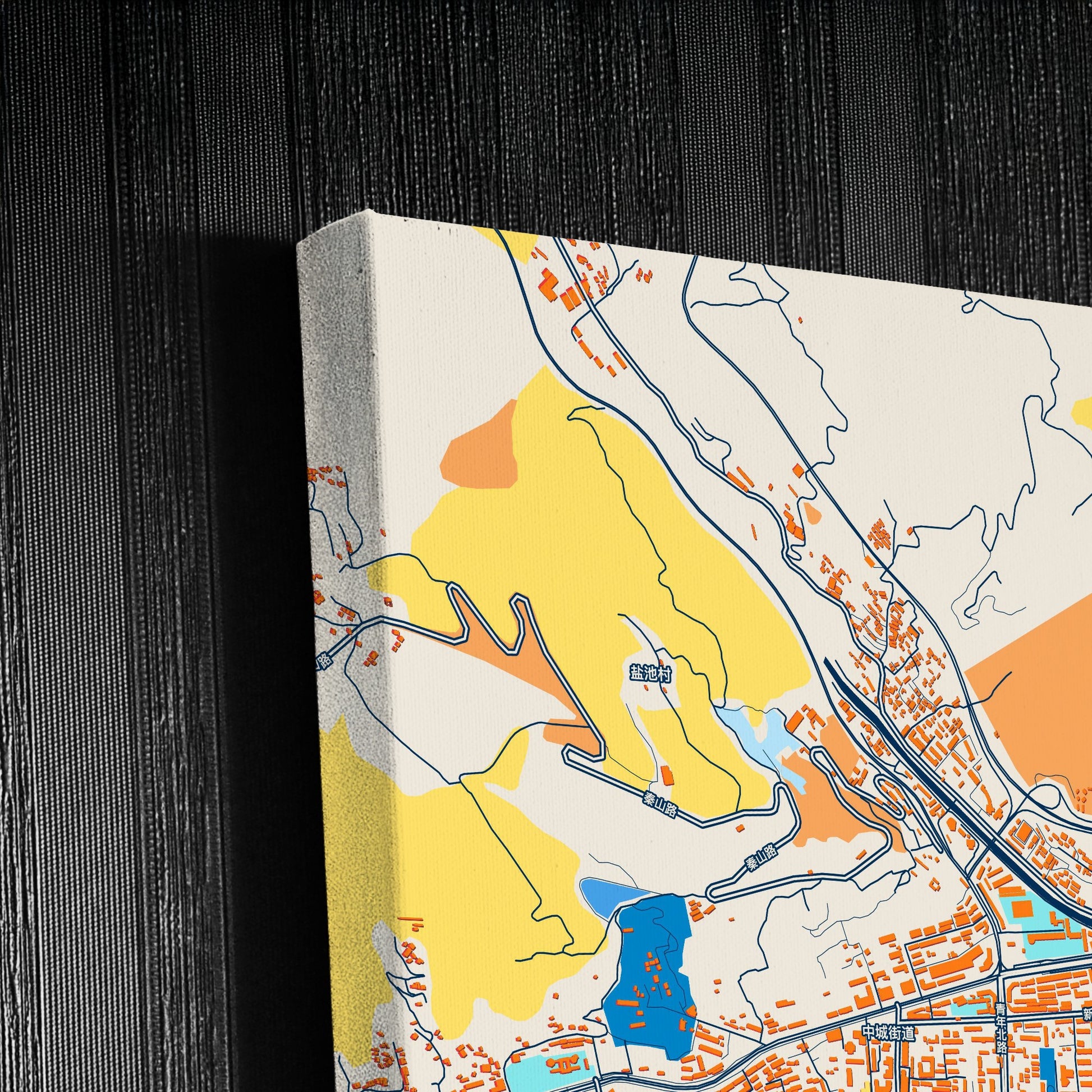 Tianshui China Colorful City Map Canvas Print Detail