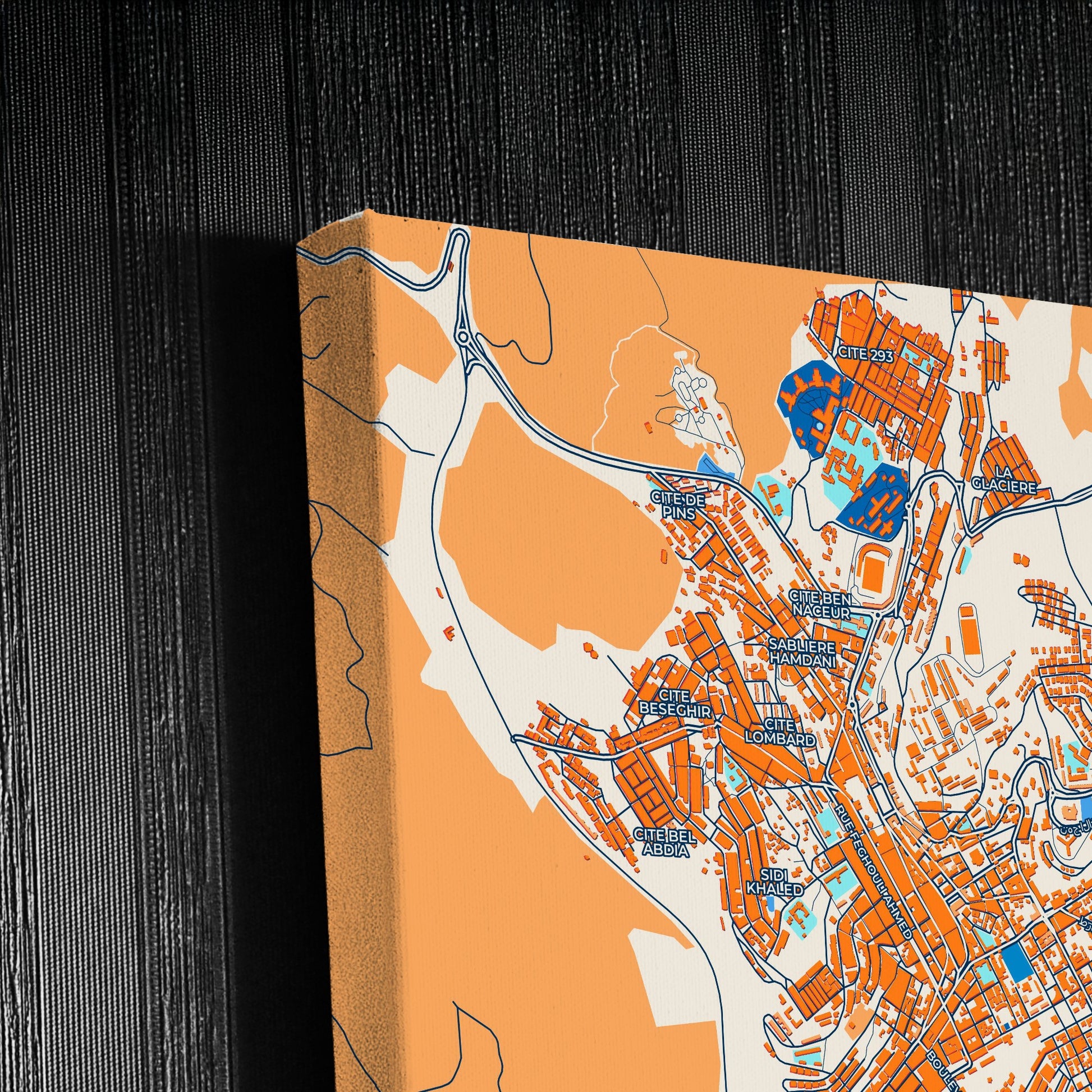 Tiaret Algeria Colorful City Map Canvas Print Detail