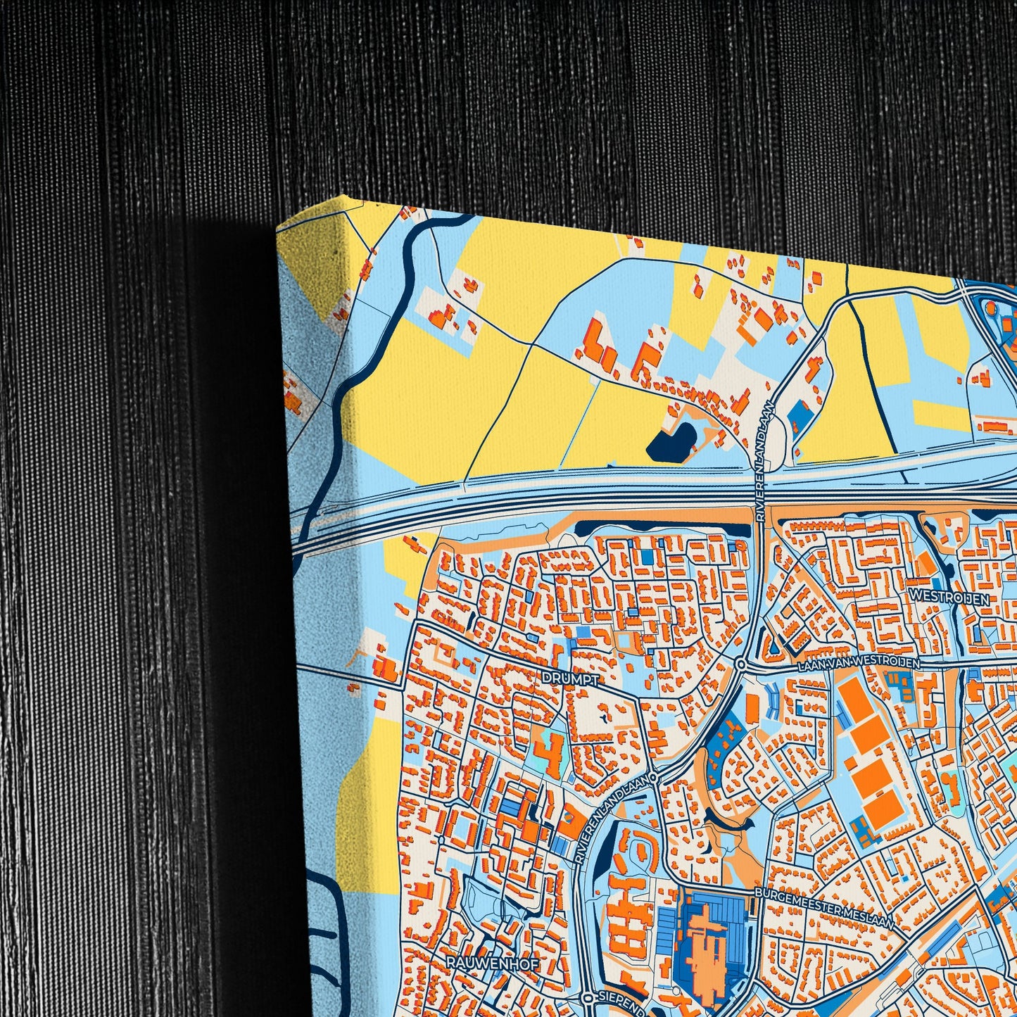 Tiel Netherlands Colorful City Map Canvas Print Detail