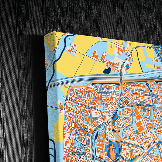 Tiel Netherlands Colorful City Map Canvas Print Detail