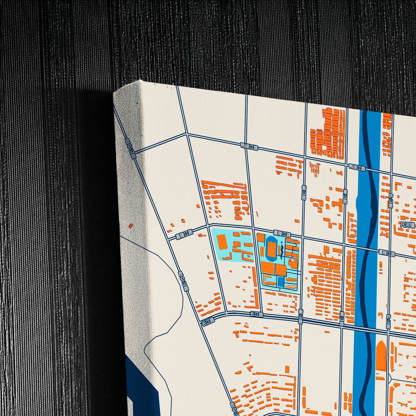 Tieling China Colorful City Map Canvas Print Detail