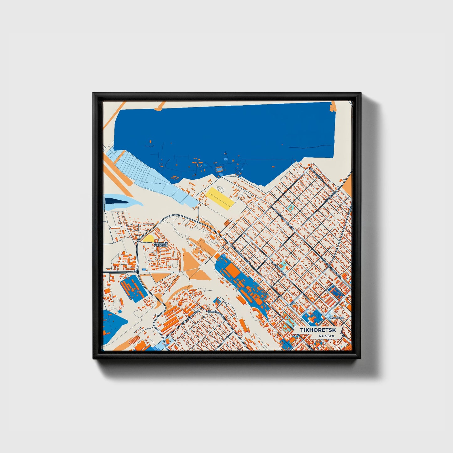 Тихорецк Russia Colorful City Map Canvas Print • Black Framed