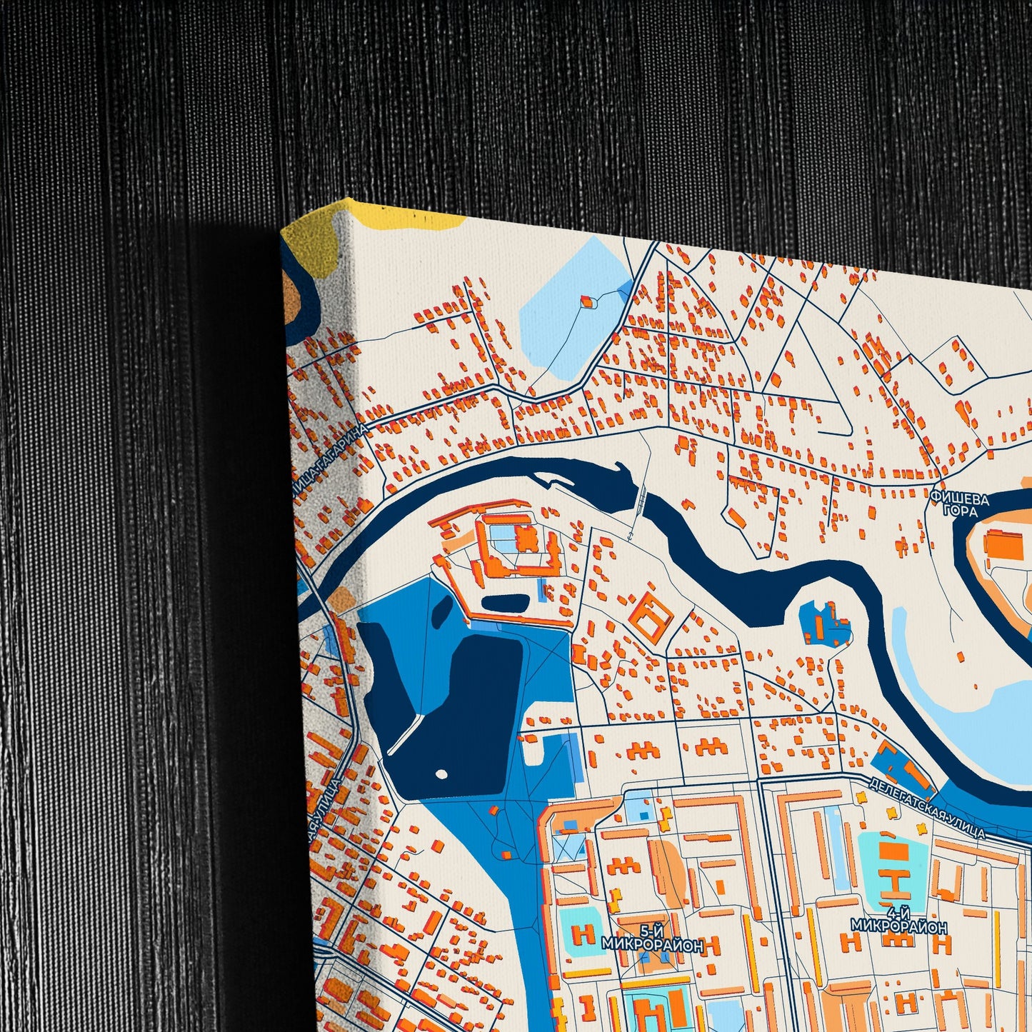 Тихвин Russia Colorful City Map Canvas Print Detail