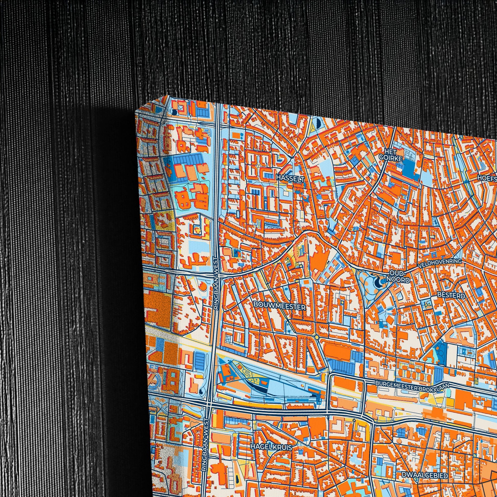 Tilburg Netherlands Colorful City Map Canvas Print Detail