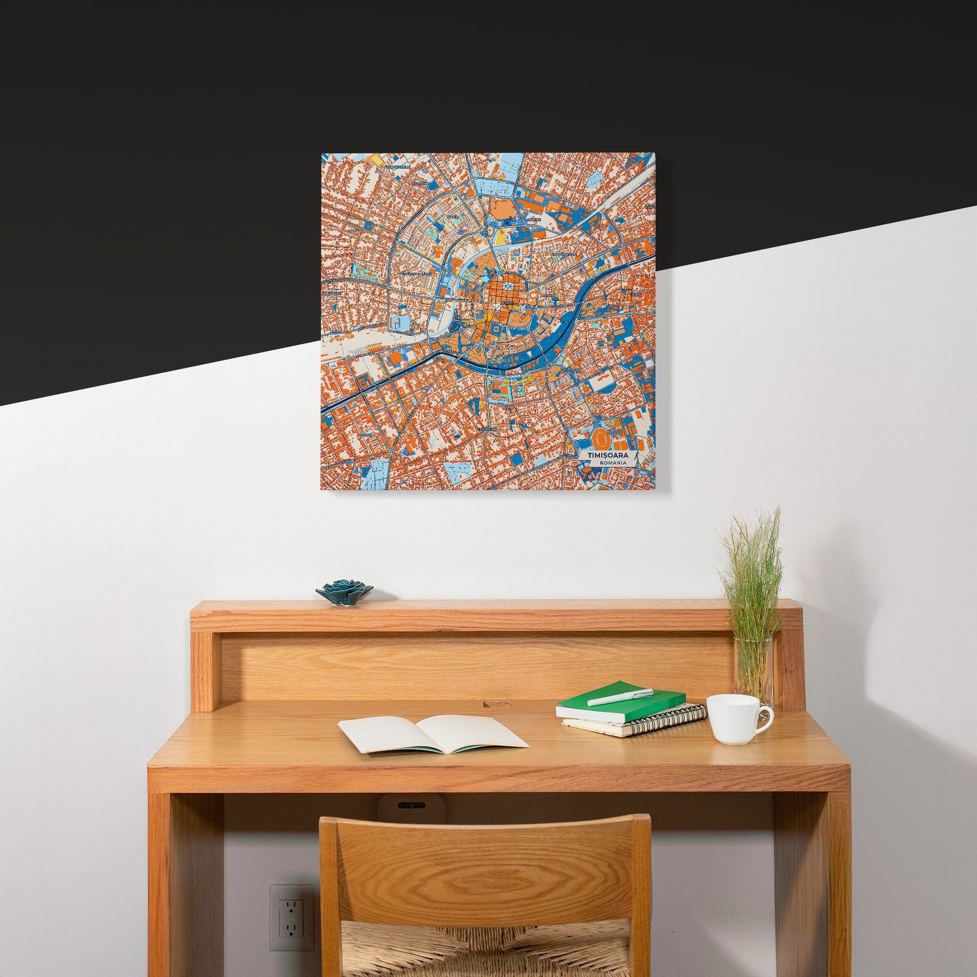 Timișoara Romania Colorful City Map Canvas Print Scene