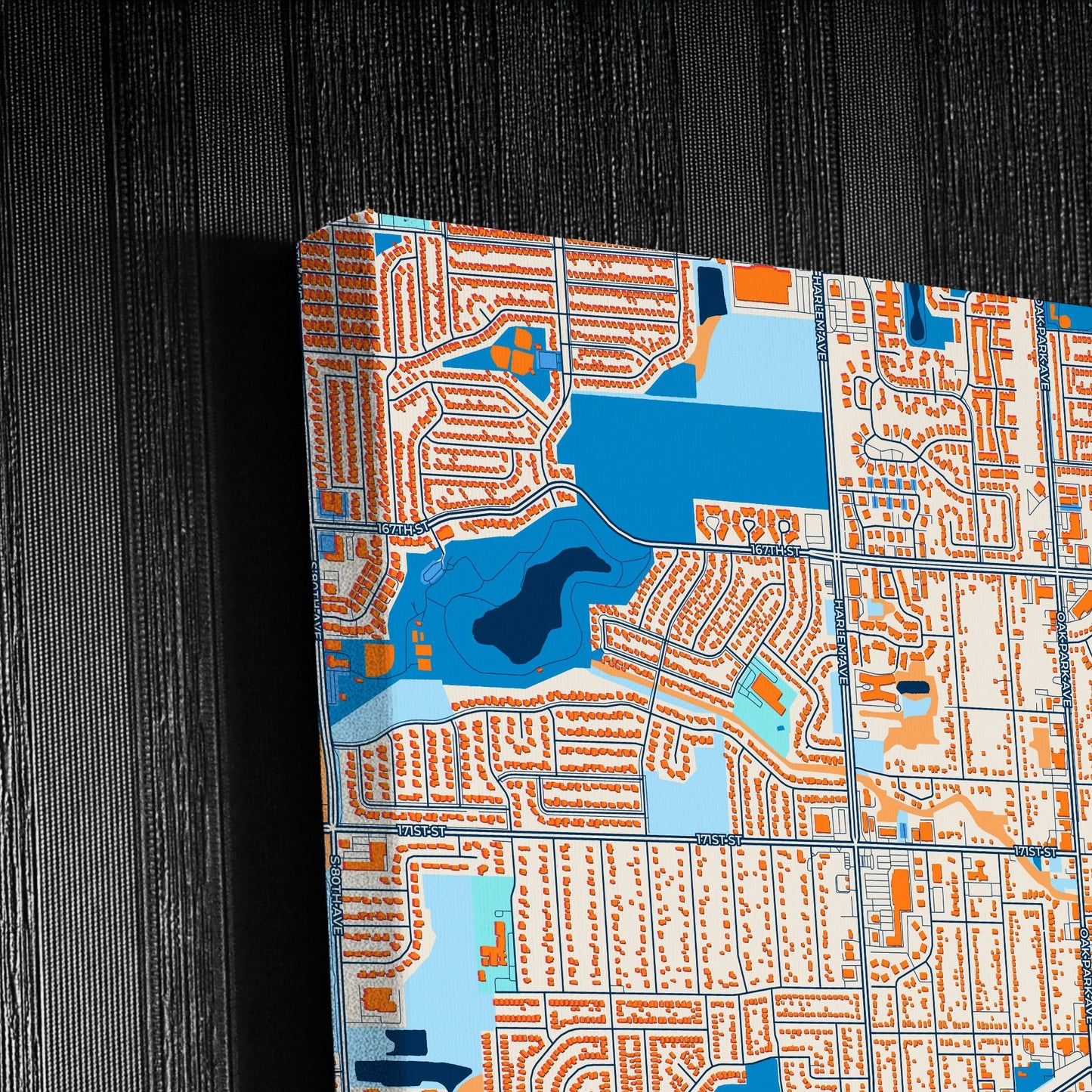 Tinley Park Illinois Colorful City Map Canvas Print Detail