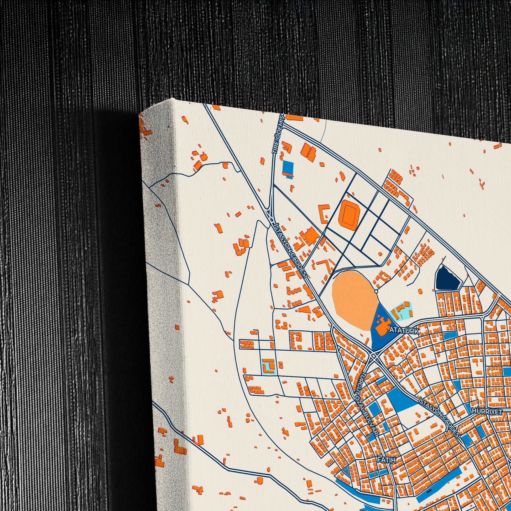 Tekerlek Turkey Colorful City Map Canvas Print Detail