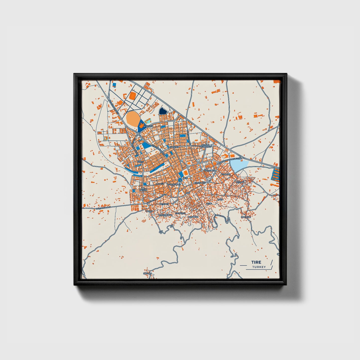 Tekerlek Turkey Colorful City Map Canvas Print • Black Framed