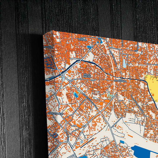 Tiruchirappalli India Colorful City Map Canvas Print Detail