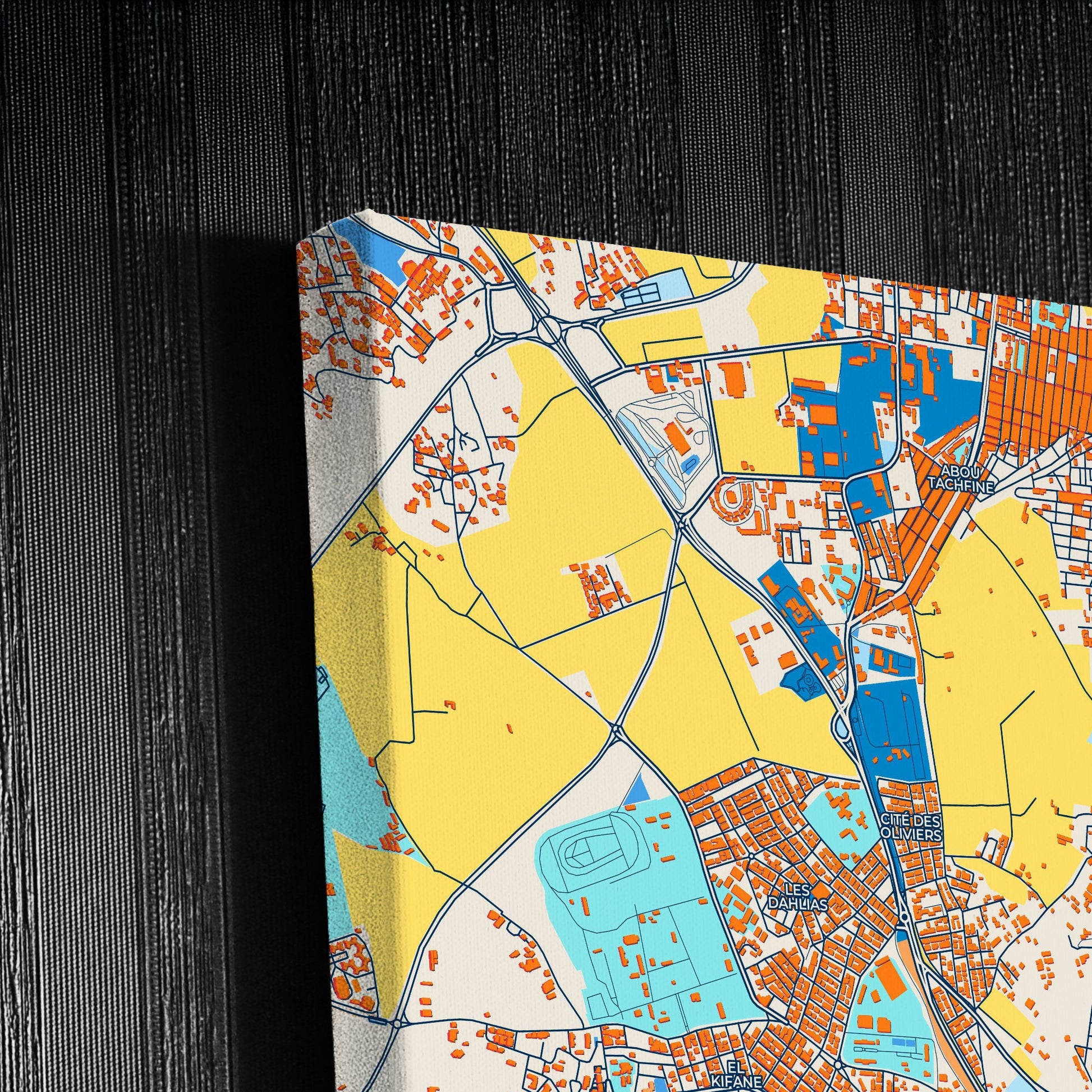 Tlemcen Algeria Colorful City Map Canvas Print Detail