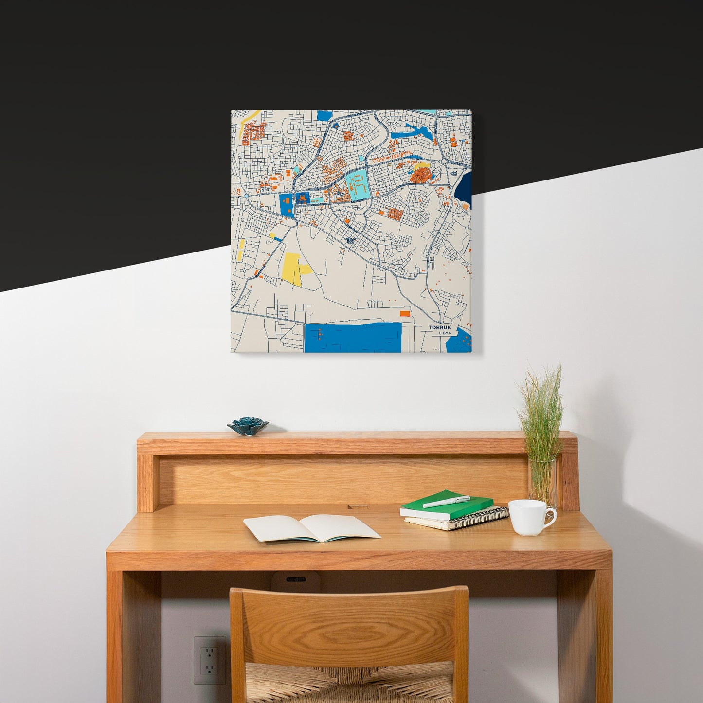 Tobruk Libya Colorful City Map Canvas Print Scene