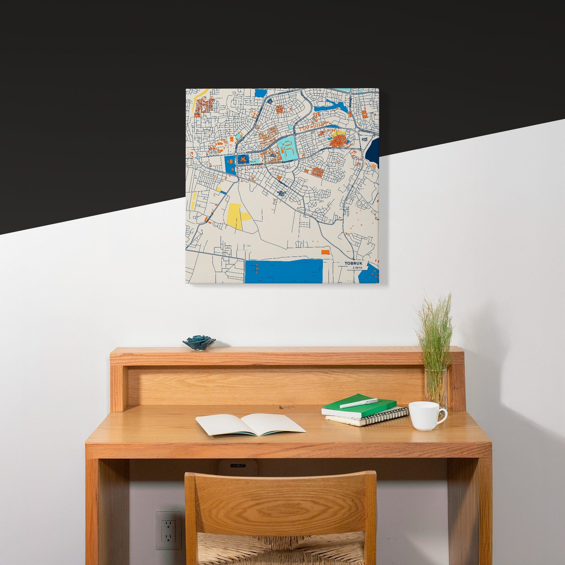 Tobruk Libya Colorful City Map Canvas Print Scene
