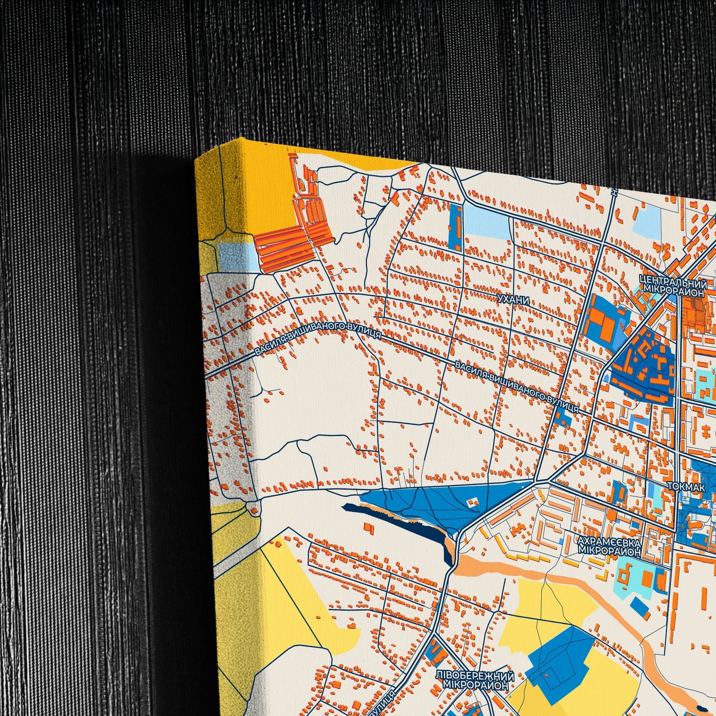 Токмак Ukraine Colorful City Map Canvas Print Detail