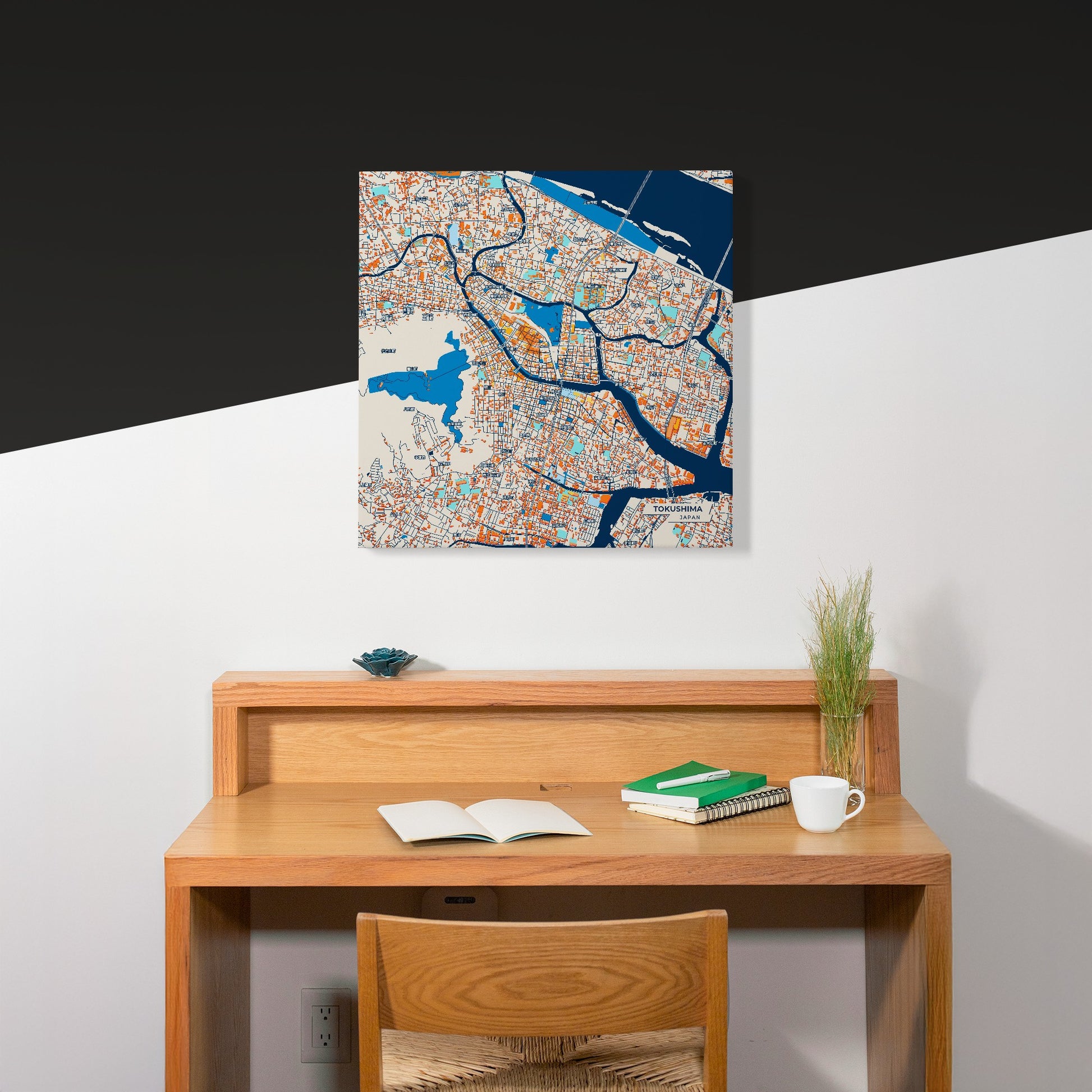 Tokushima Japan Colorful City Map Canvas Print Scene