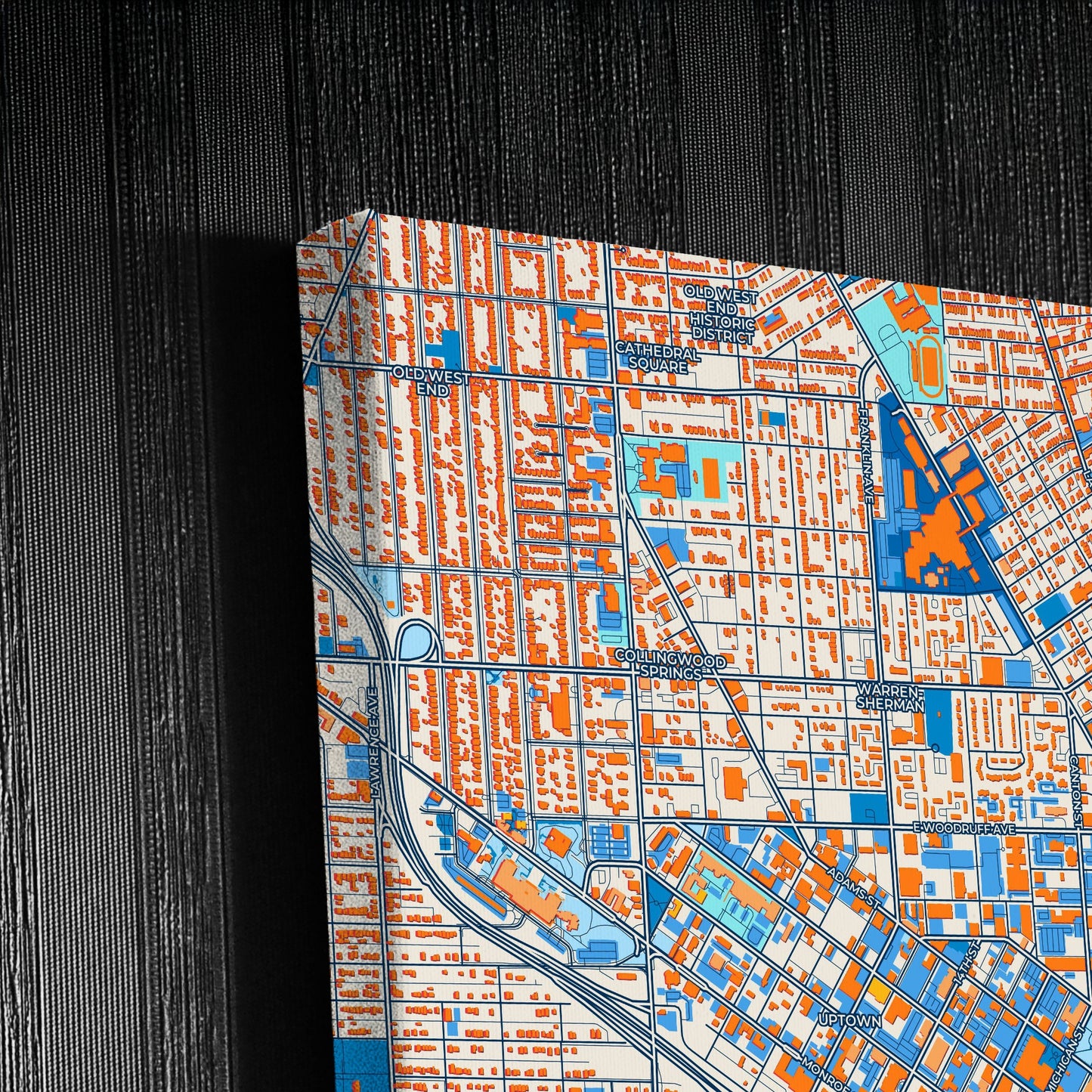 Toledo Ohio Colorful City Map Canvas Print Detail