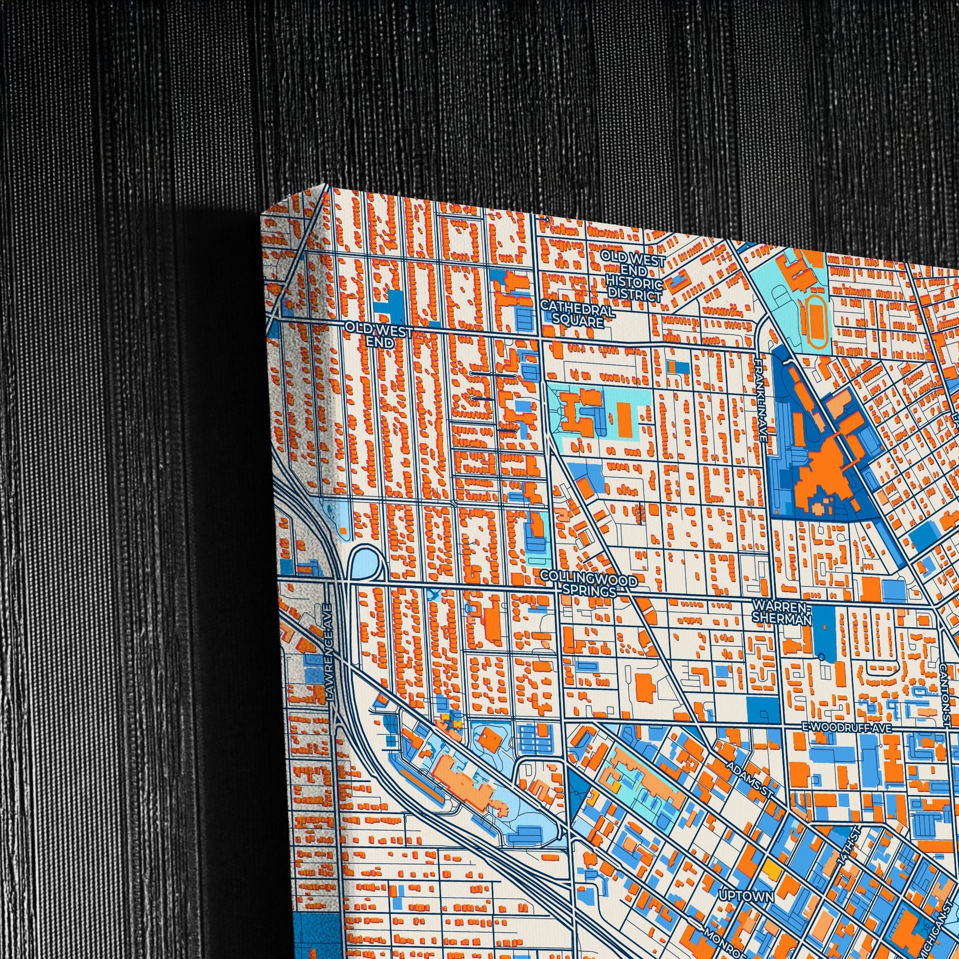 Toledo Ohio Colorful City Map Canvas Print Detail