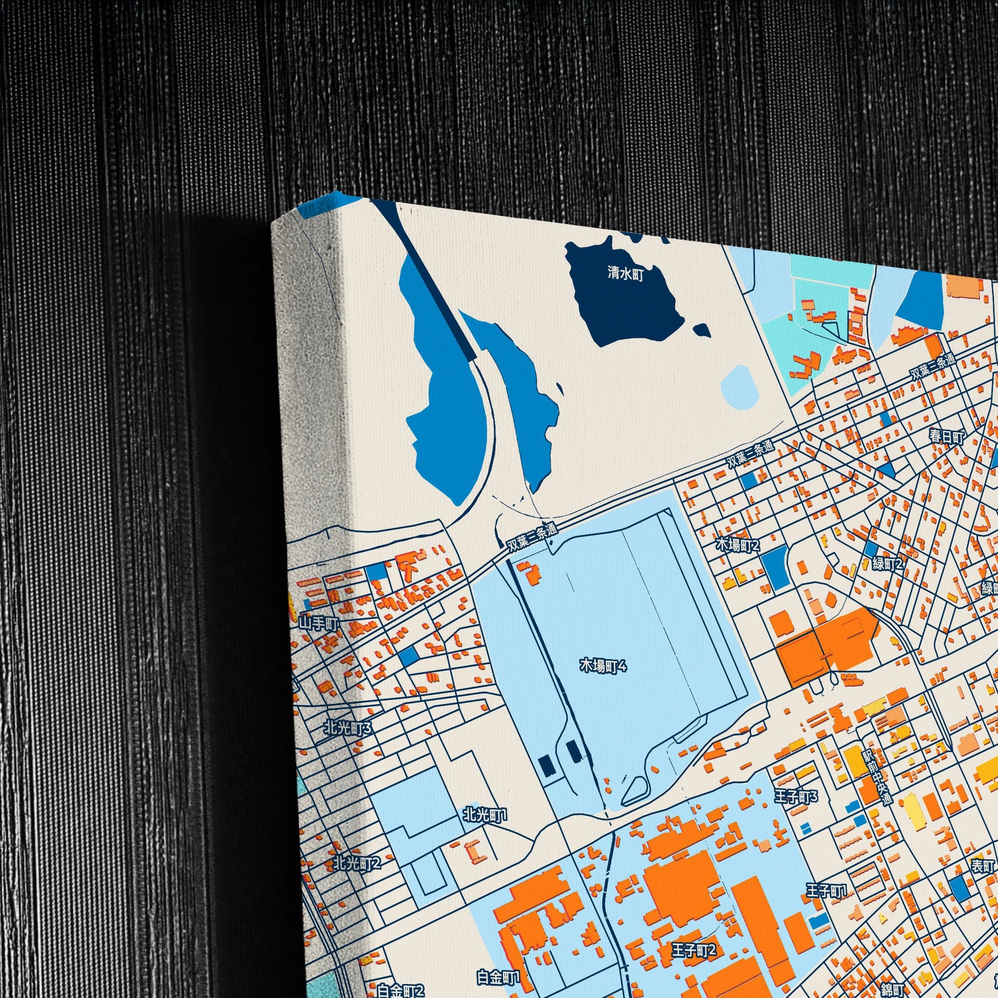 Tomakomai Japan Colorful City Map Canvas Print Detail