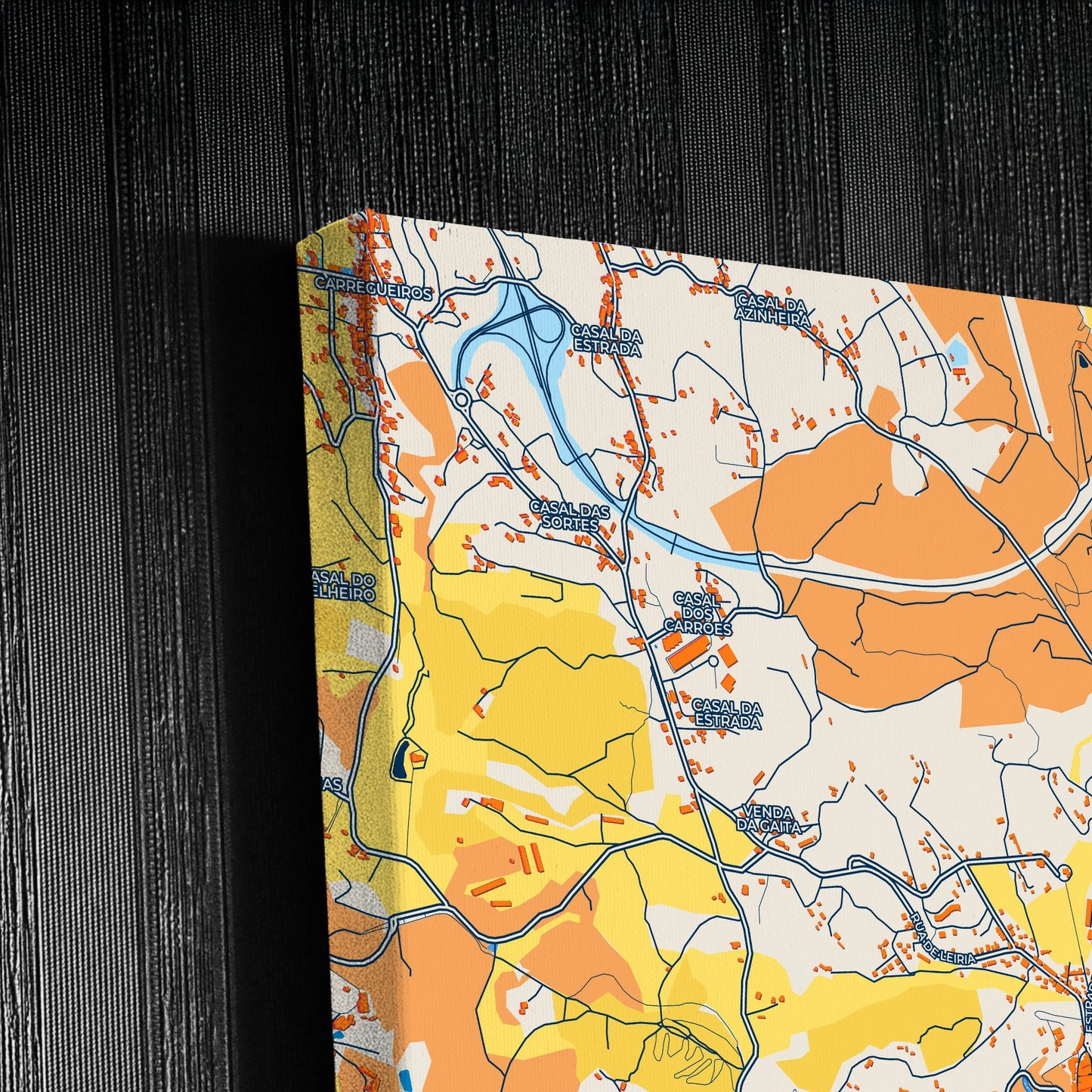 Tomar Portugal Colorful City Map Canvas Print Detail