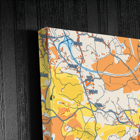 Tomar Portugal Colorful City Map Canvas Print Detail