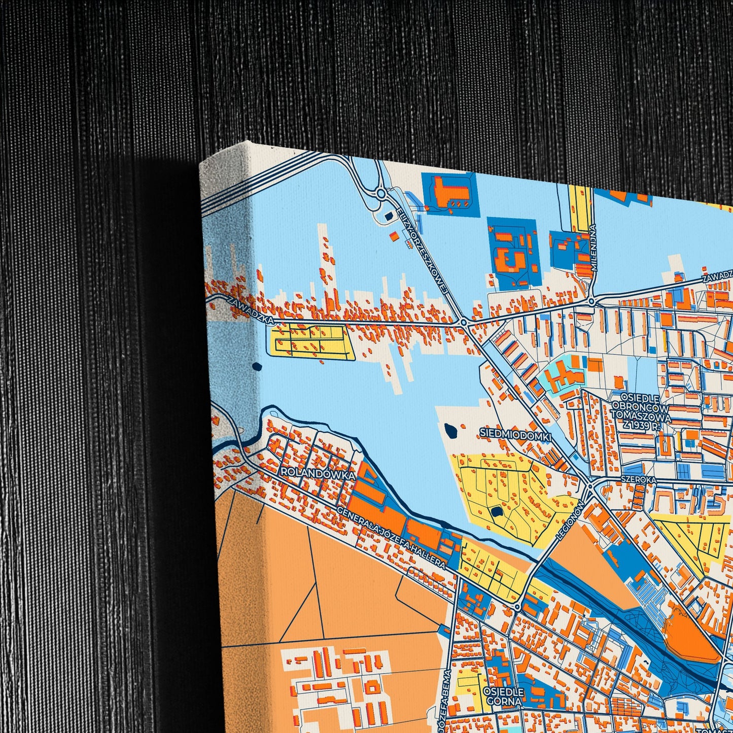 Tomaszów Mazowiecki Poland Colorful City Map Canvas Print Detail