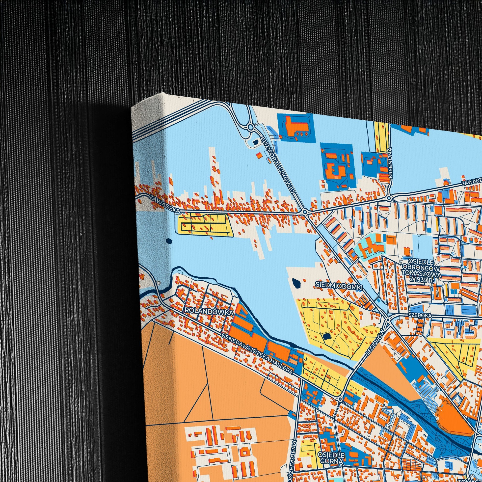 Tomaszów Mazowiecki Poland Colorful City Map Canvas Print Detail