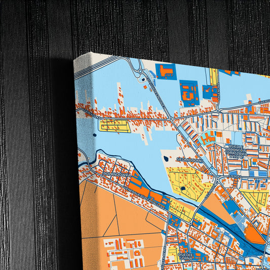 Tomaszów Mazowiecki Poland Colorful City Map Canvas Print Detail