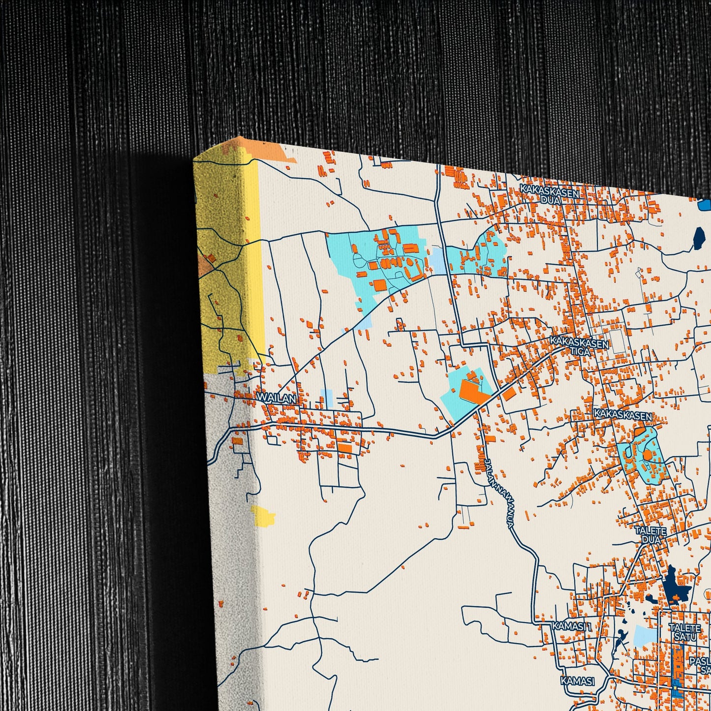 Tomohon Indonesia Colorful City Map Canvas Print Detail