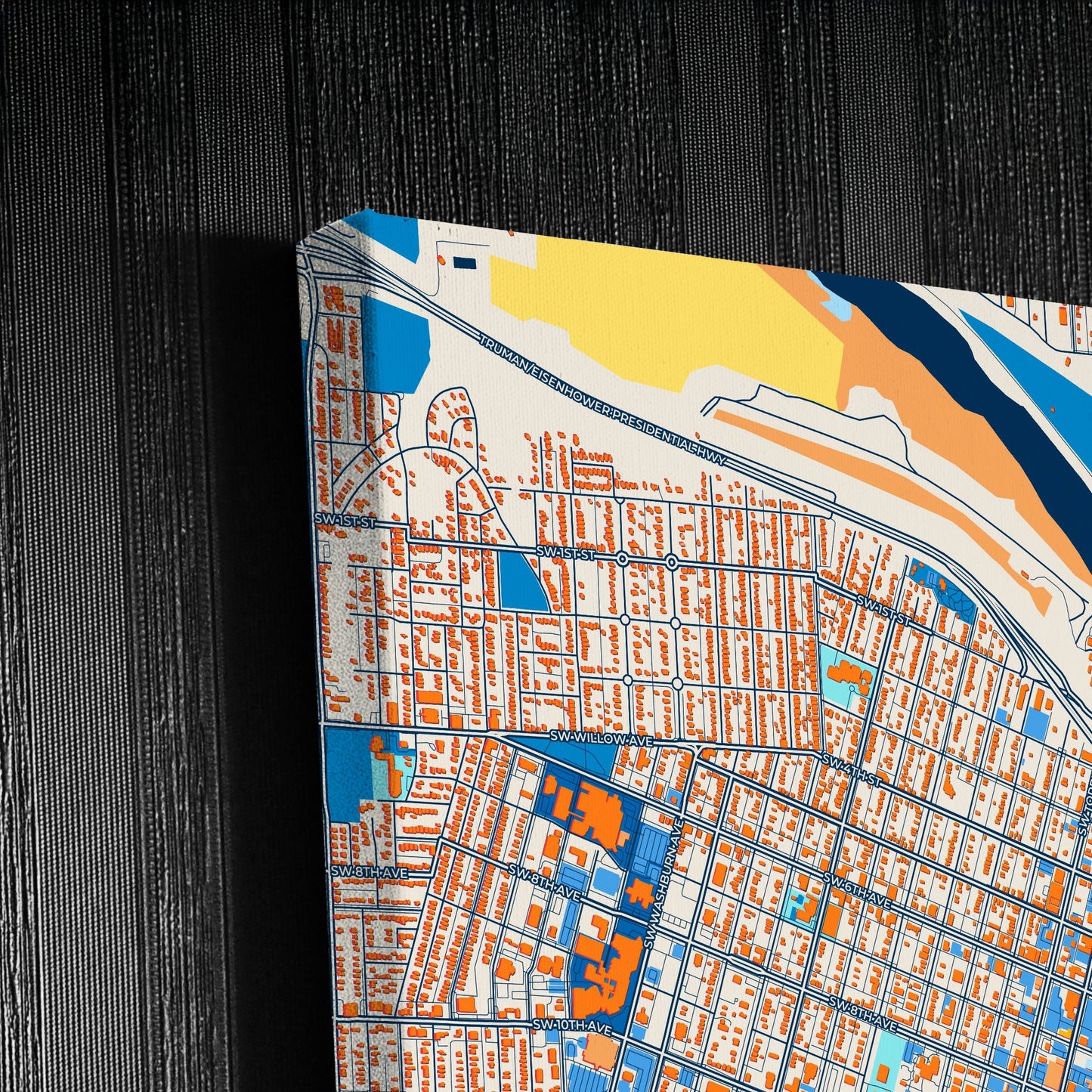 Topeka Kansas Colorful City Map Canvas Print Detail
