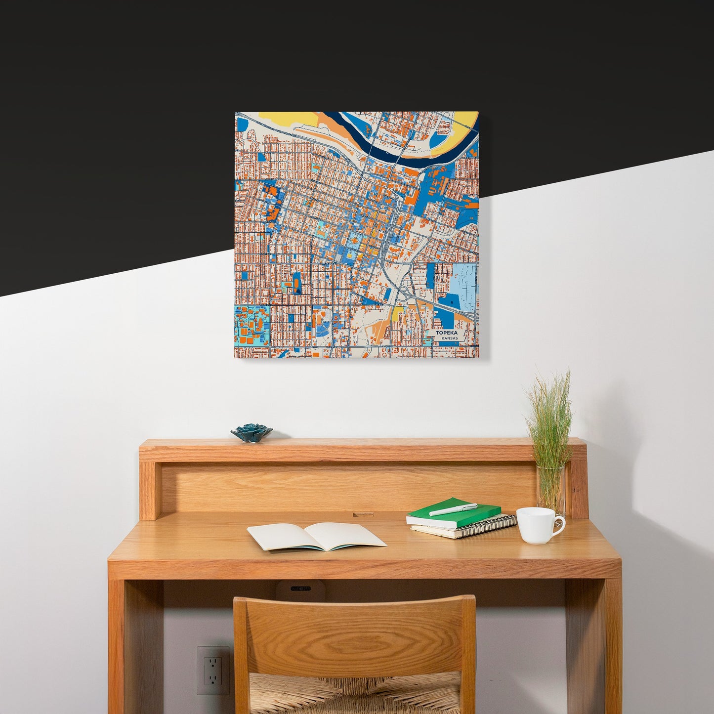 Topeka Kansas Colorful City Map Canvas Print Scene