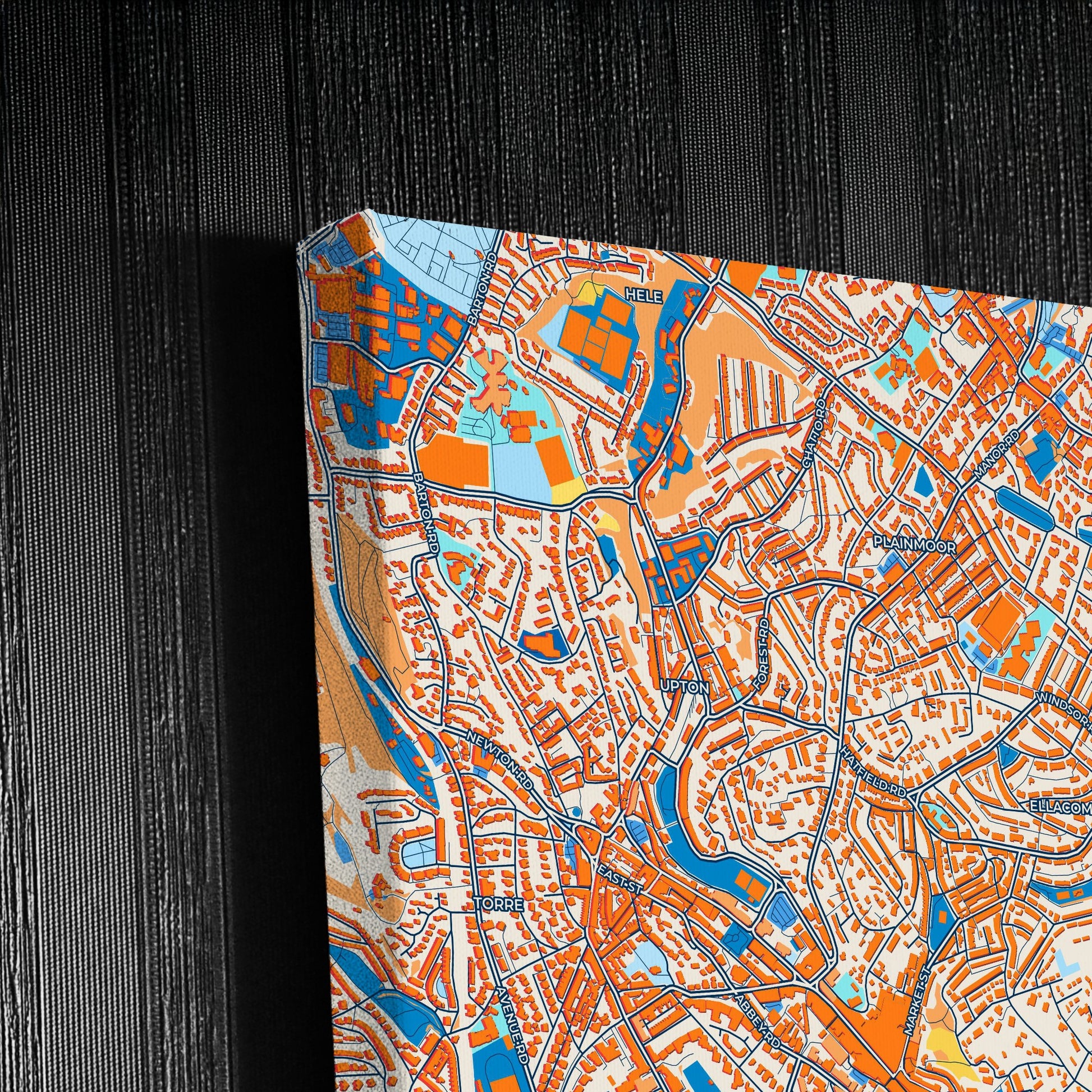 Torquay England Colorful City Map Canvas Print Detail