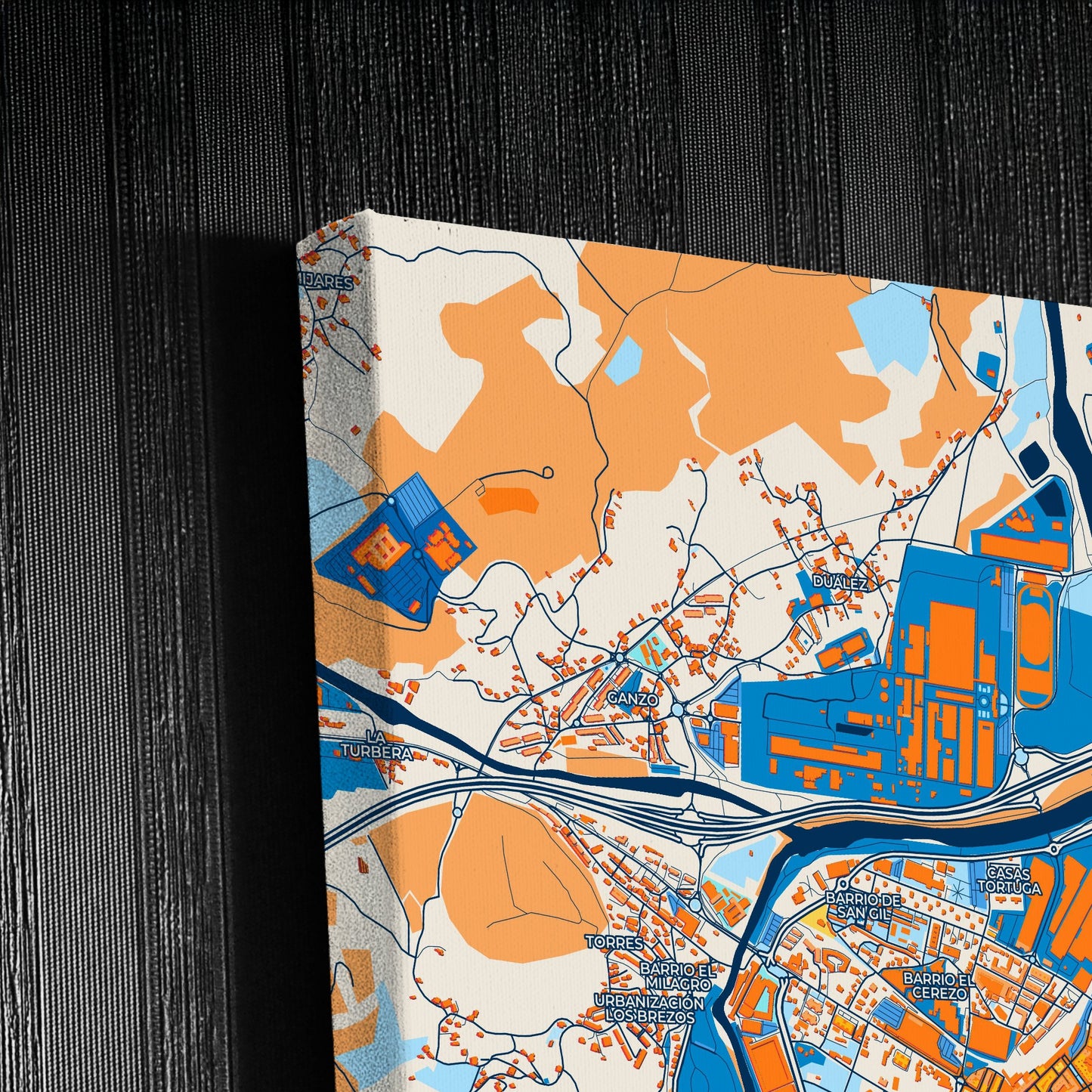 Torrelavega Spain Colorful City Map Canvas Print Detail