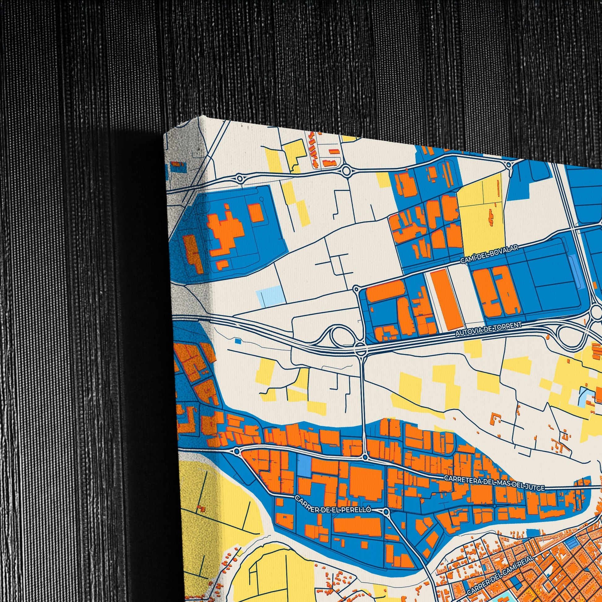 Torrent Spain Colorful City Map Canvas Print Detail