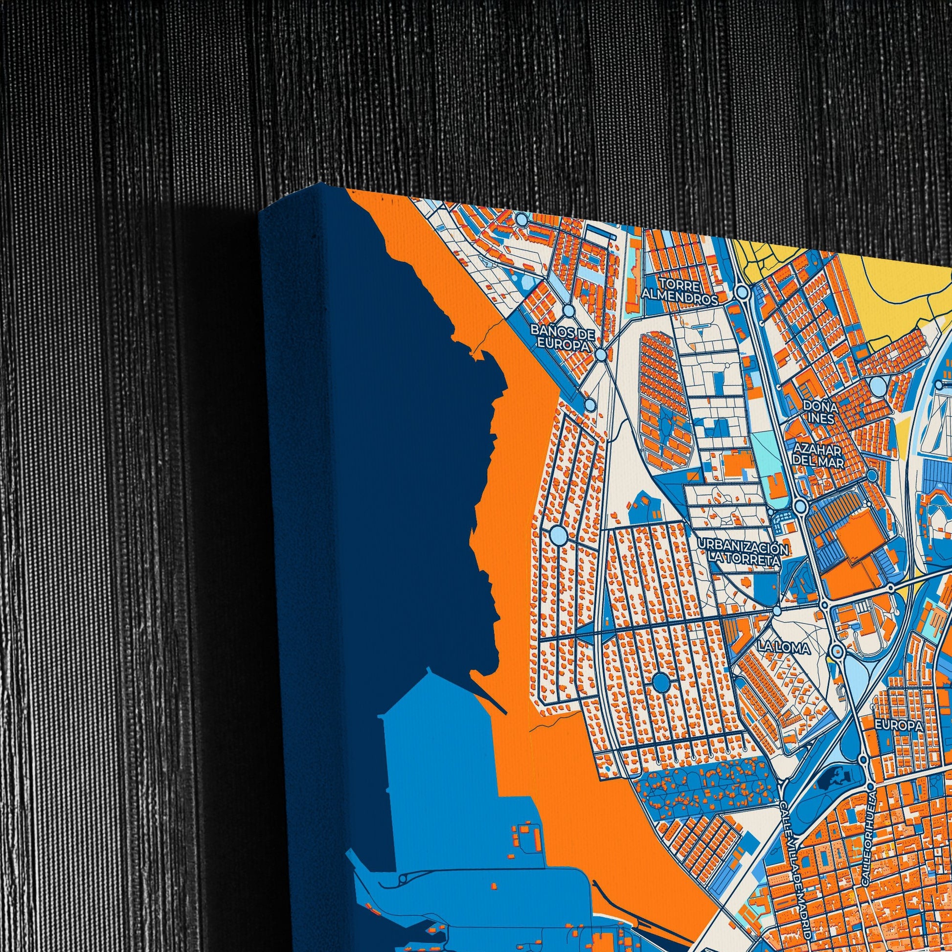 Torrevieja Spain Colorful City Map Canvas Print Detail