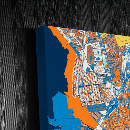 Torrevieja Spain Colorful City Map Canvas Print Detail