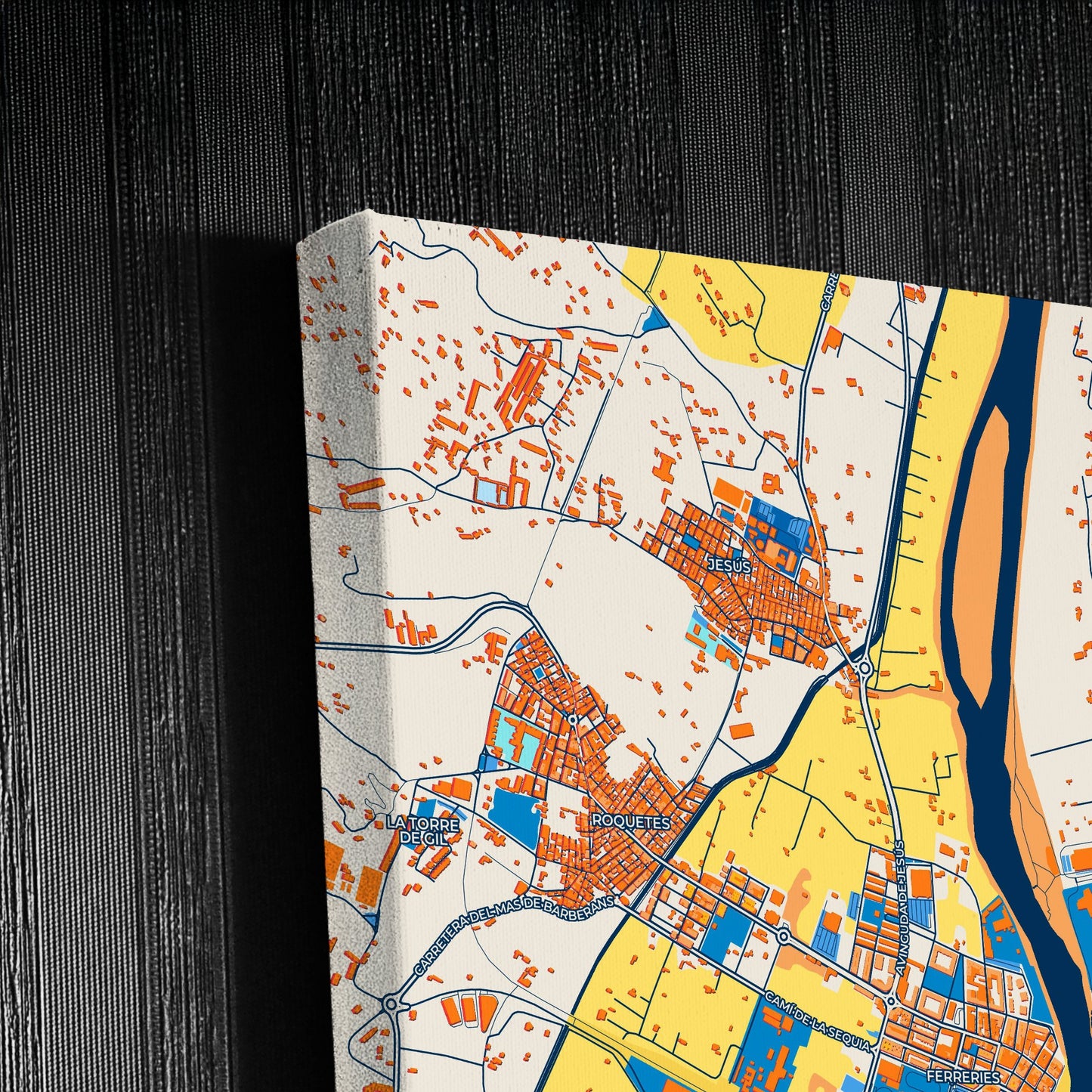 Tortosa Spain Colorful City Map Canvas Print Detail