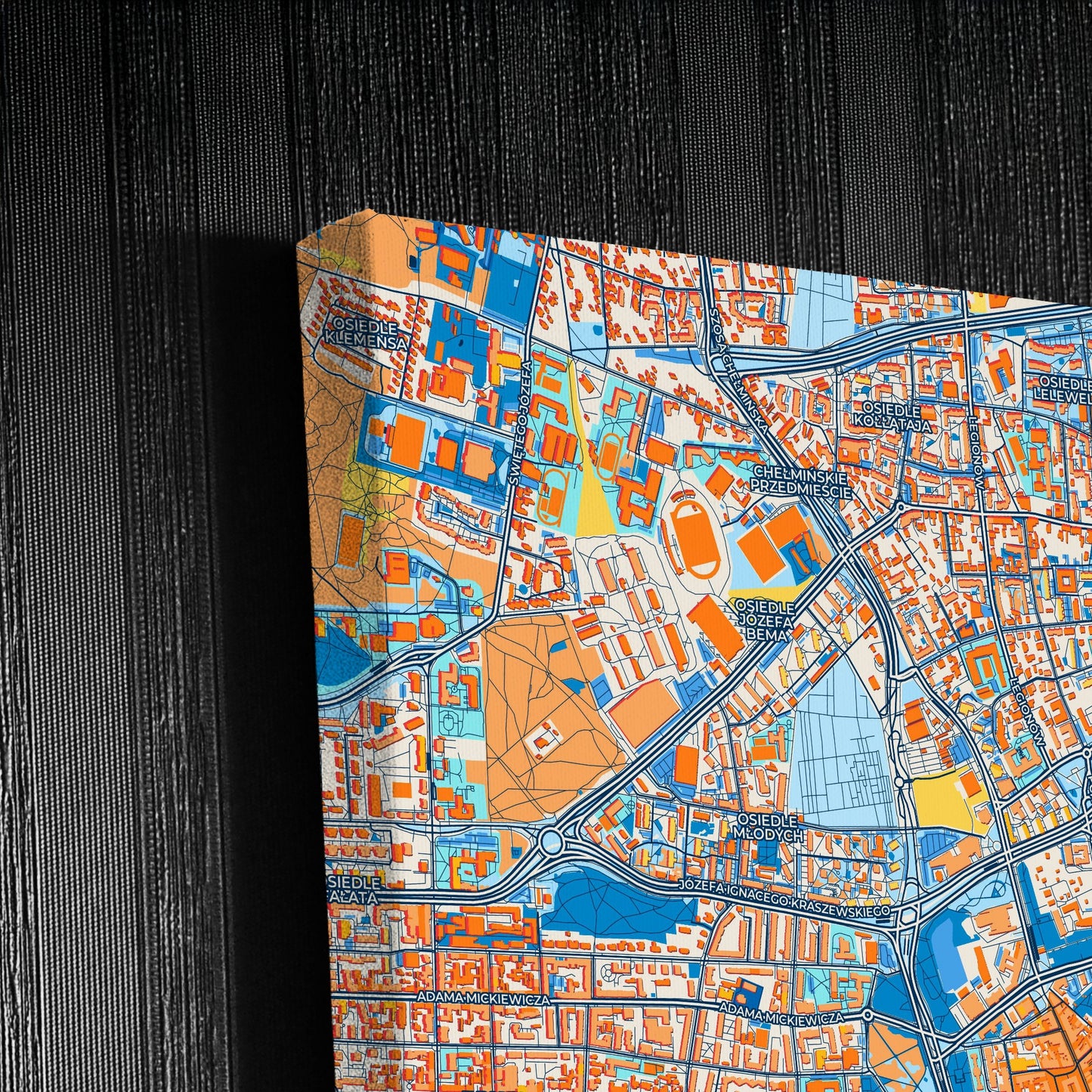 Toruń Poland Colorful City Map Canvas Print Detail