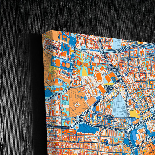 Toruń Poland Colorful City Map Canvas Print Detail