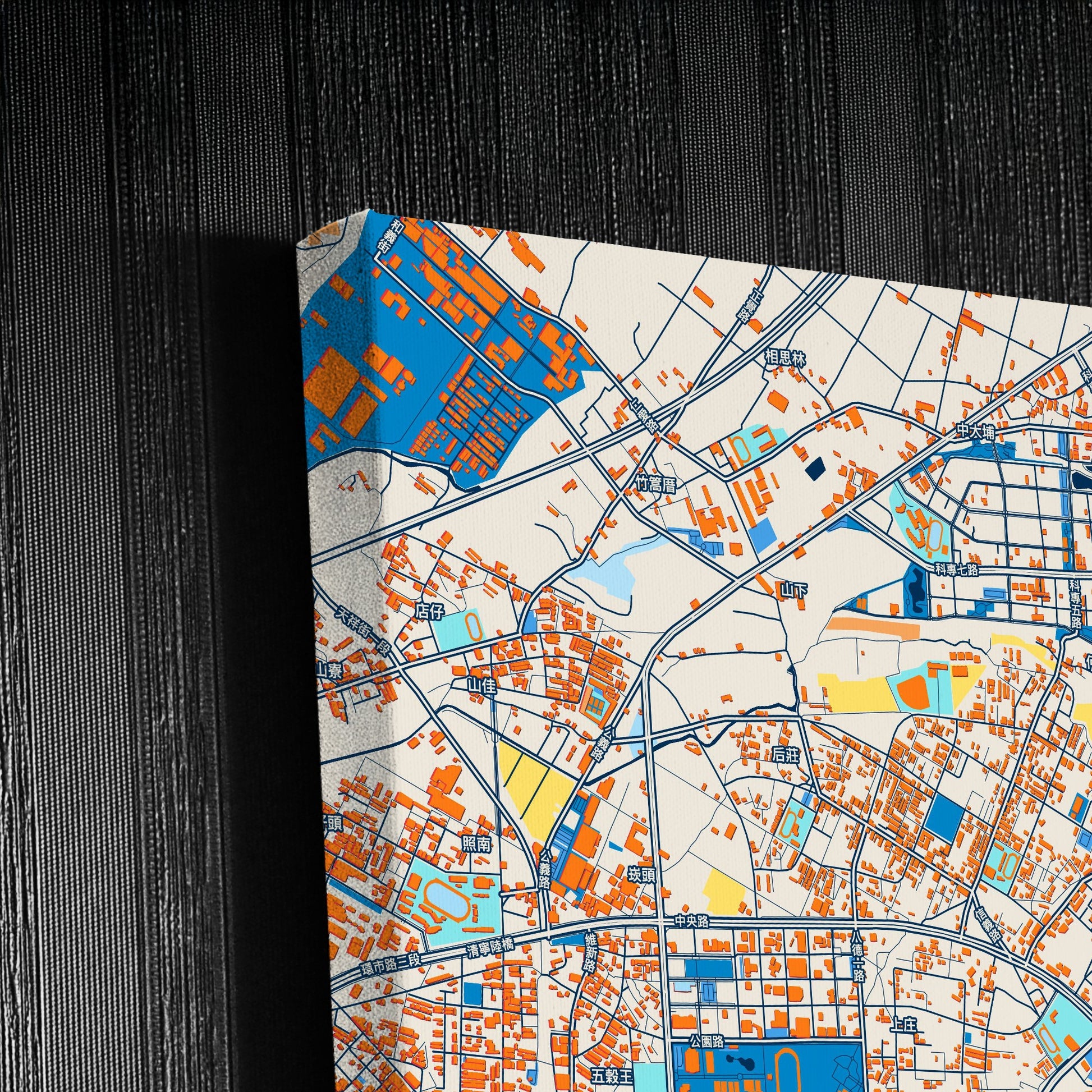 Toufen Taiwan Colorful City Map Canvas Print Detail